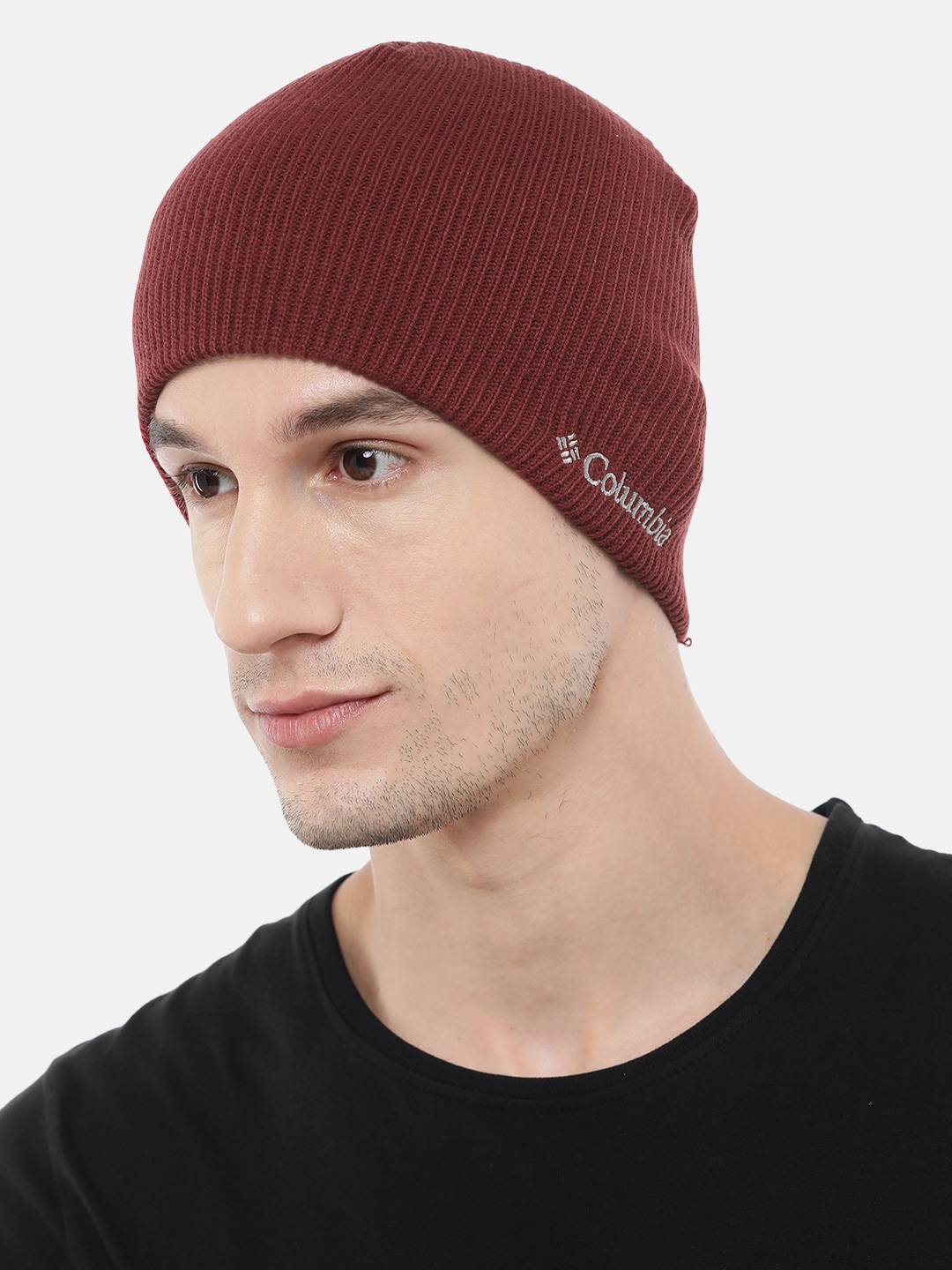 Columbia Unisex Rust Red Solid Beanie Price in India