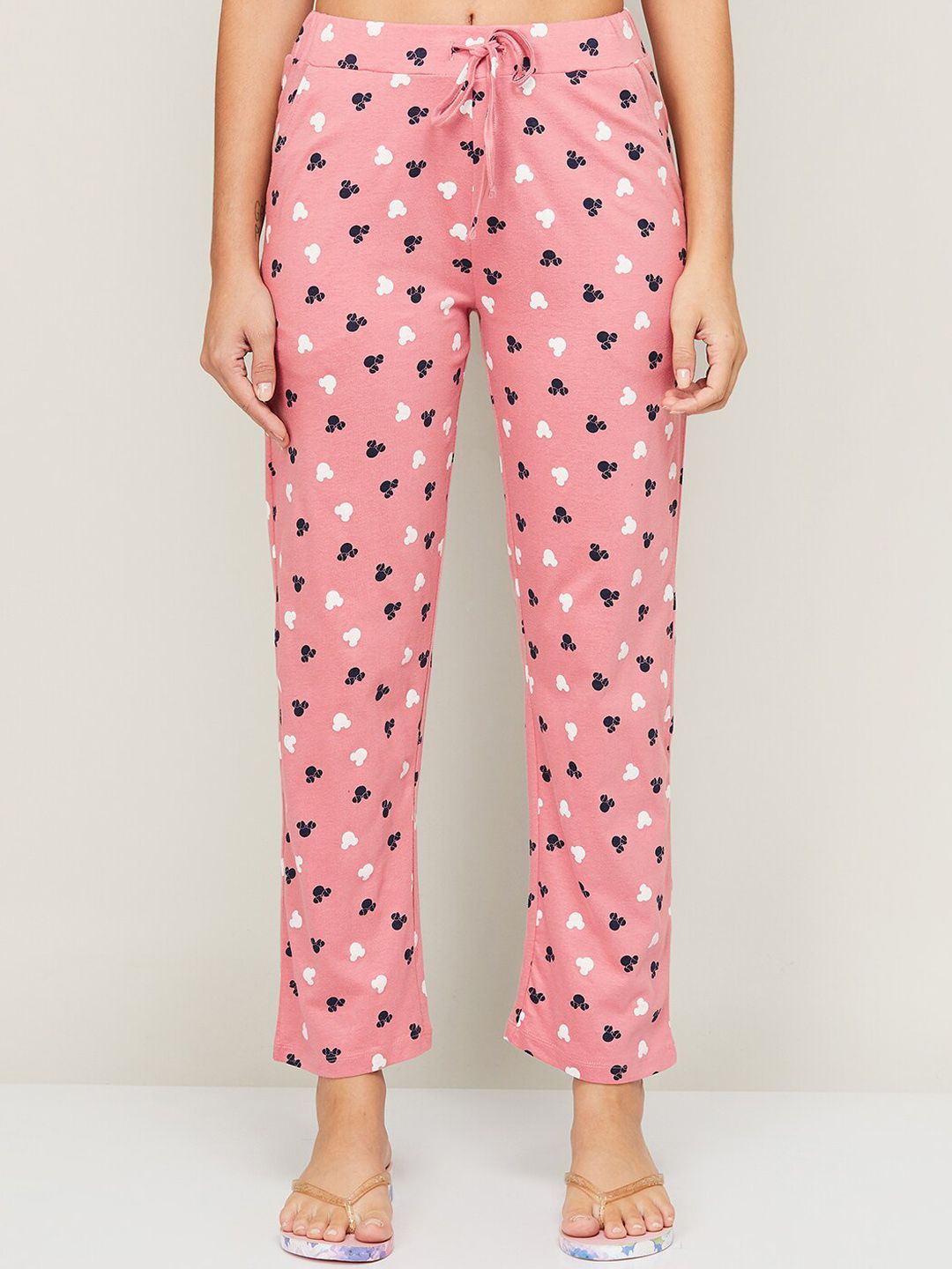 Ginger by Lifestyle Women Pink Printed Cotton Lounge Pants Price in India