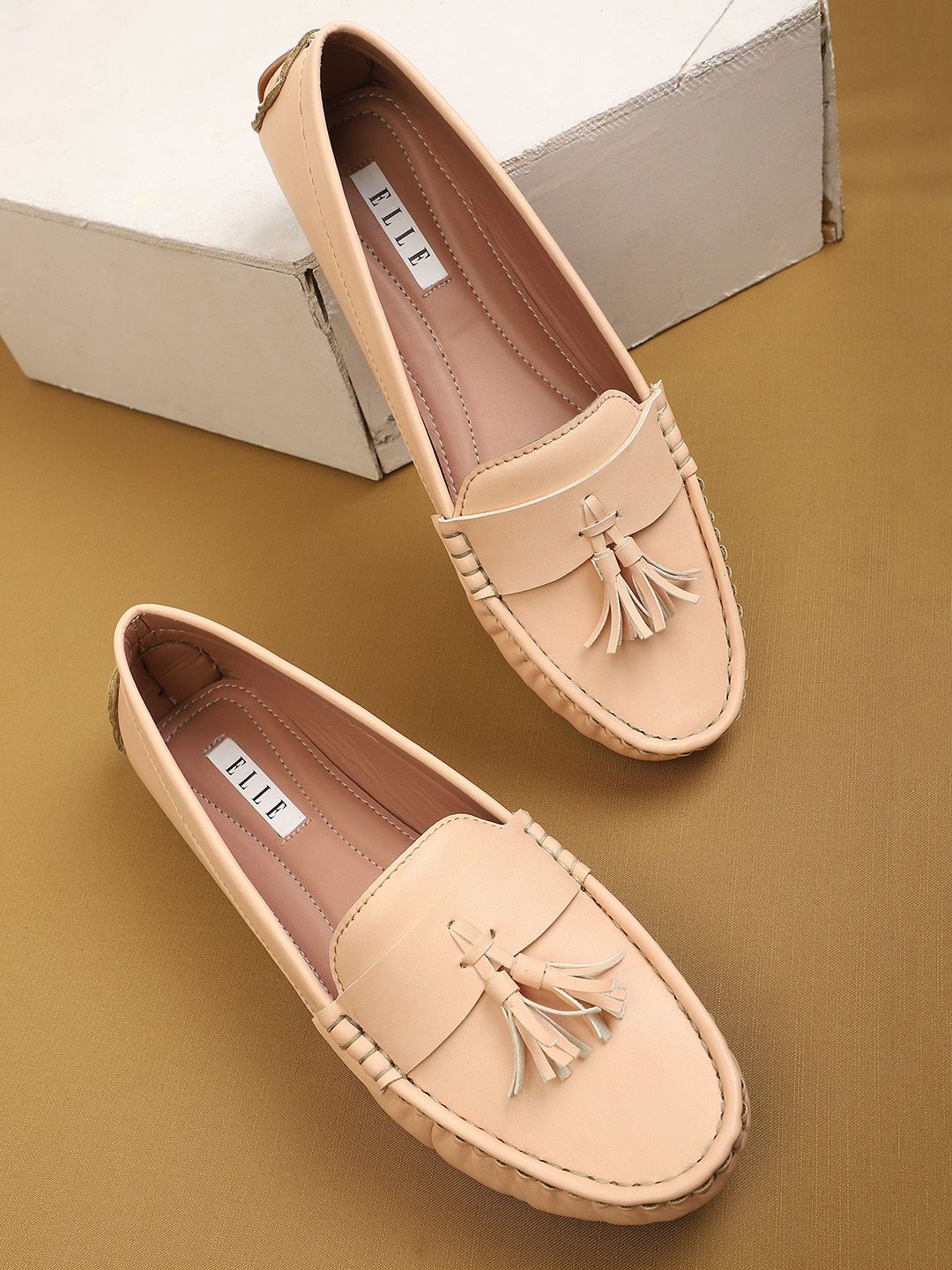 ELLE Women Peach-Coloured Tassel Loafers Price in India