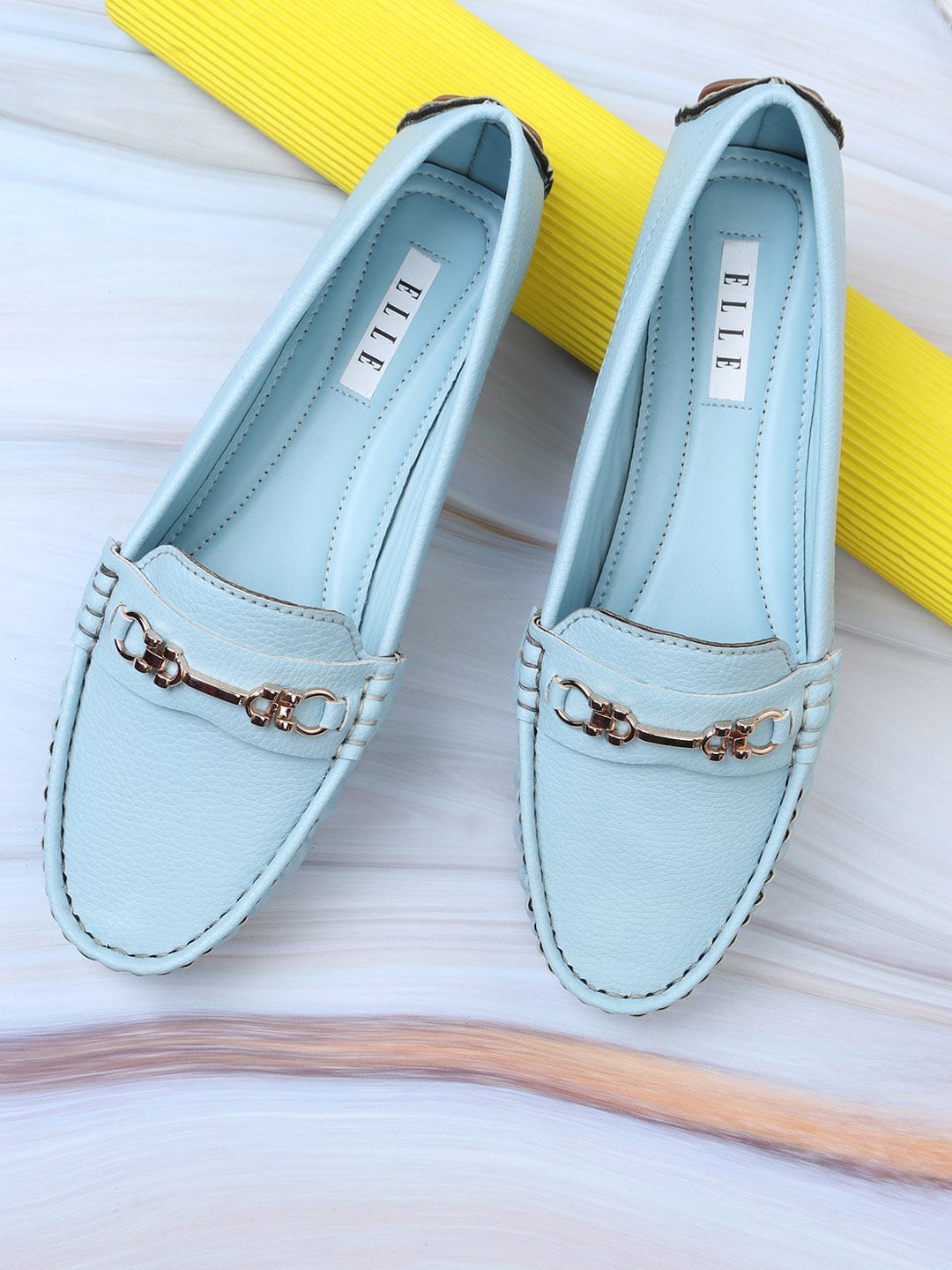 ELLE Women Blue Textured Loafers Price in India