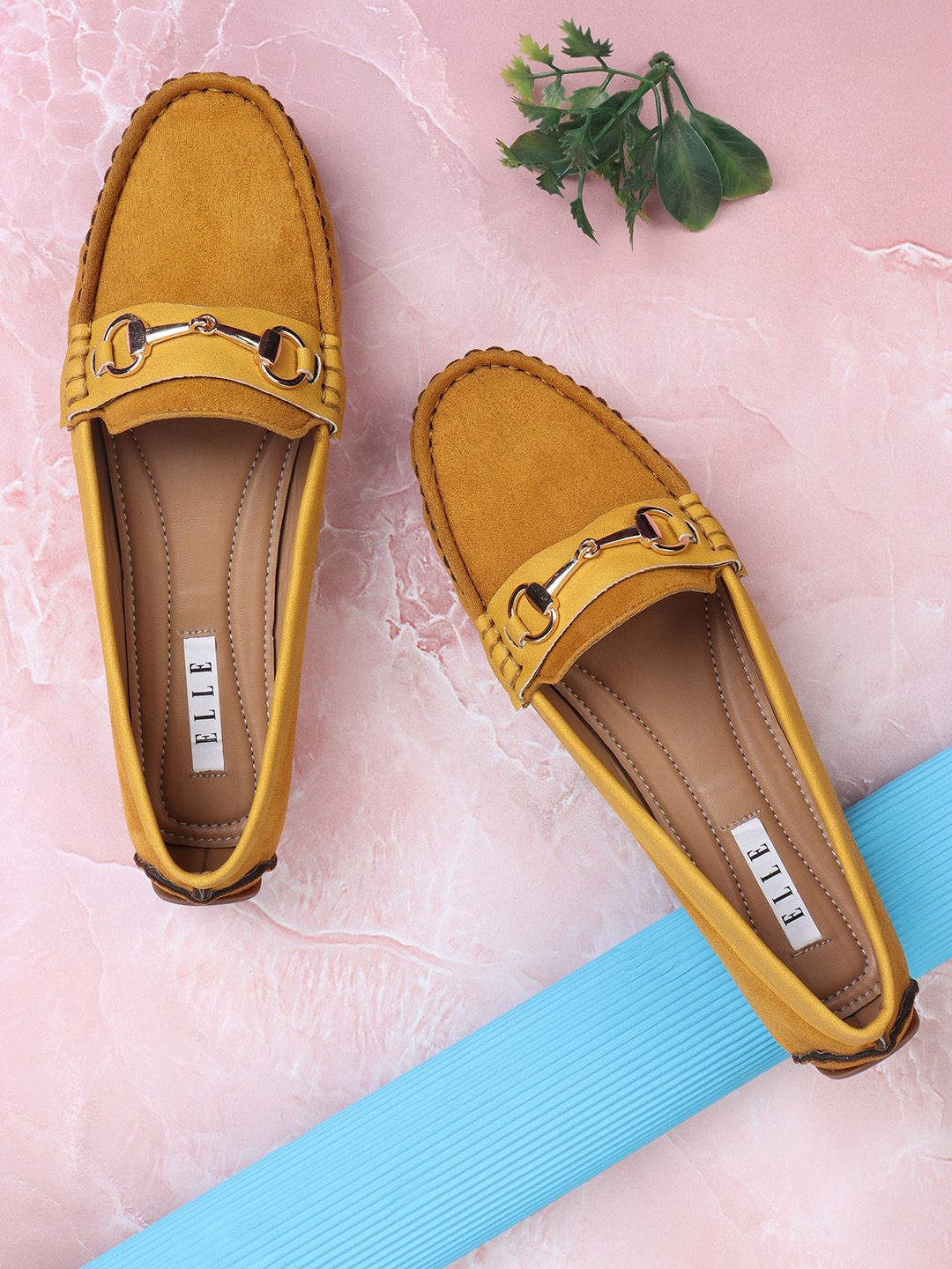 ELLE Women Mustard Printed Loafers Price in India