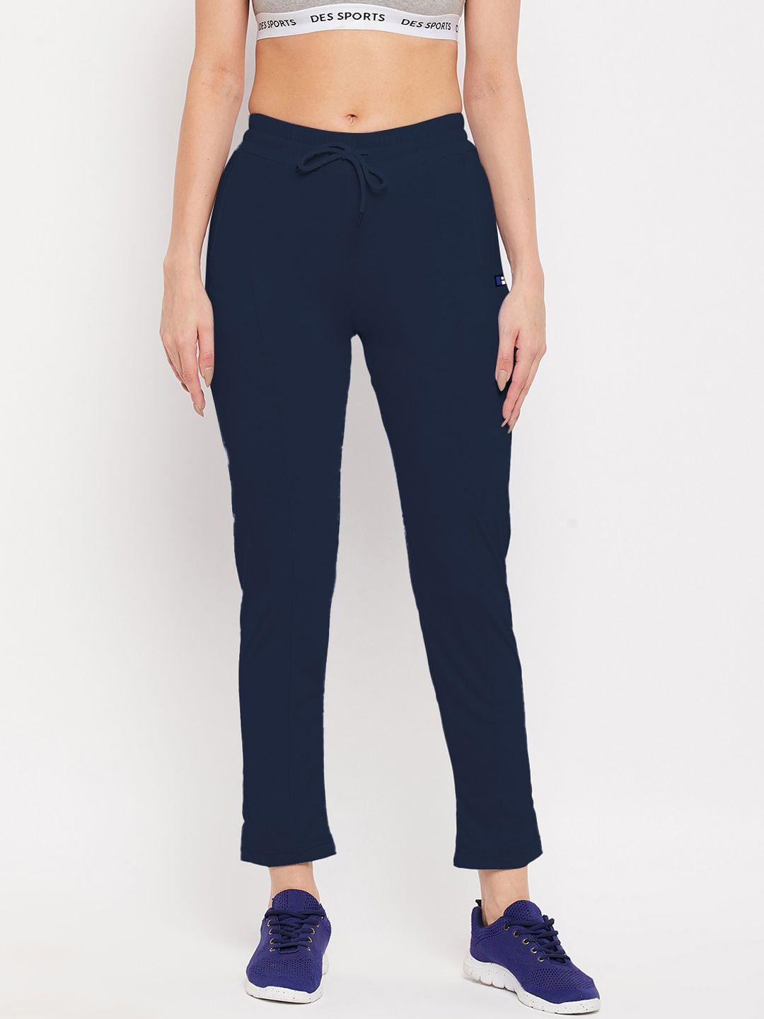 FRENCH FLEXIOUS Women Navy Blue Solid Track Pants Price in India