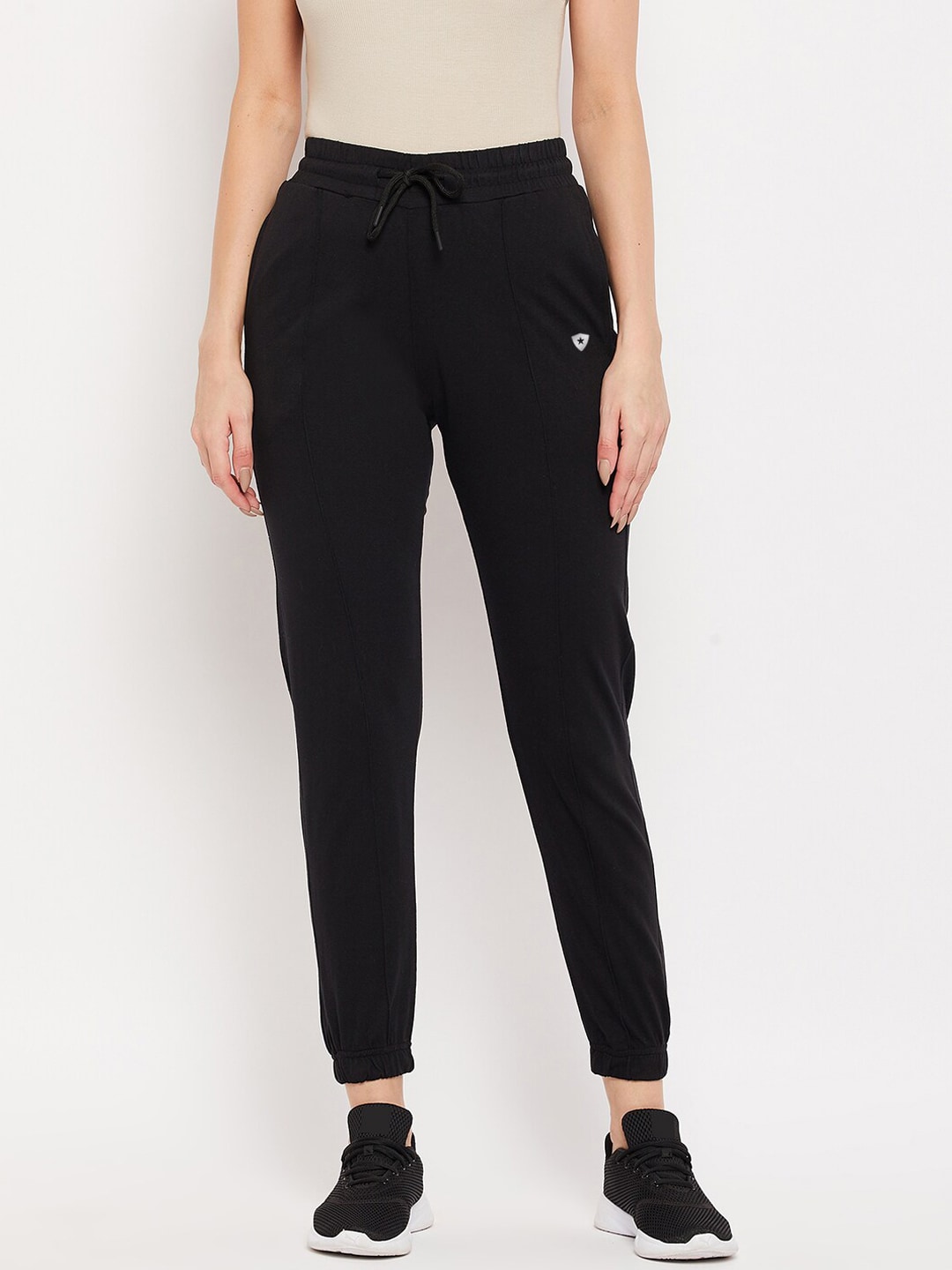 FRENCH FLEXIOUS Women Black Solid Joggers Dry-Fit Anti Odour Regular Fit Track pants Price in India