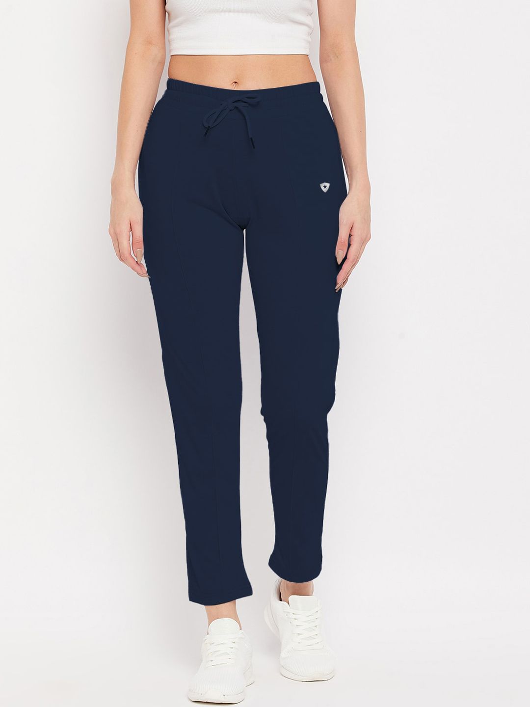 FRENCH FLEXIOUS Women Navy Blue Solid Track Pants Price in India
