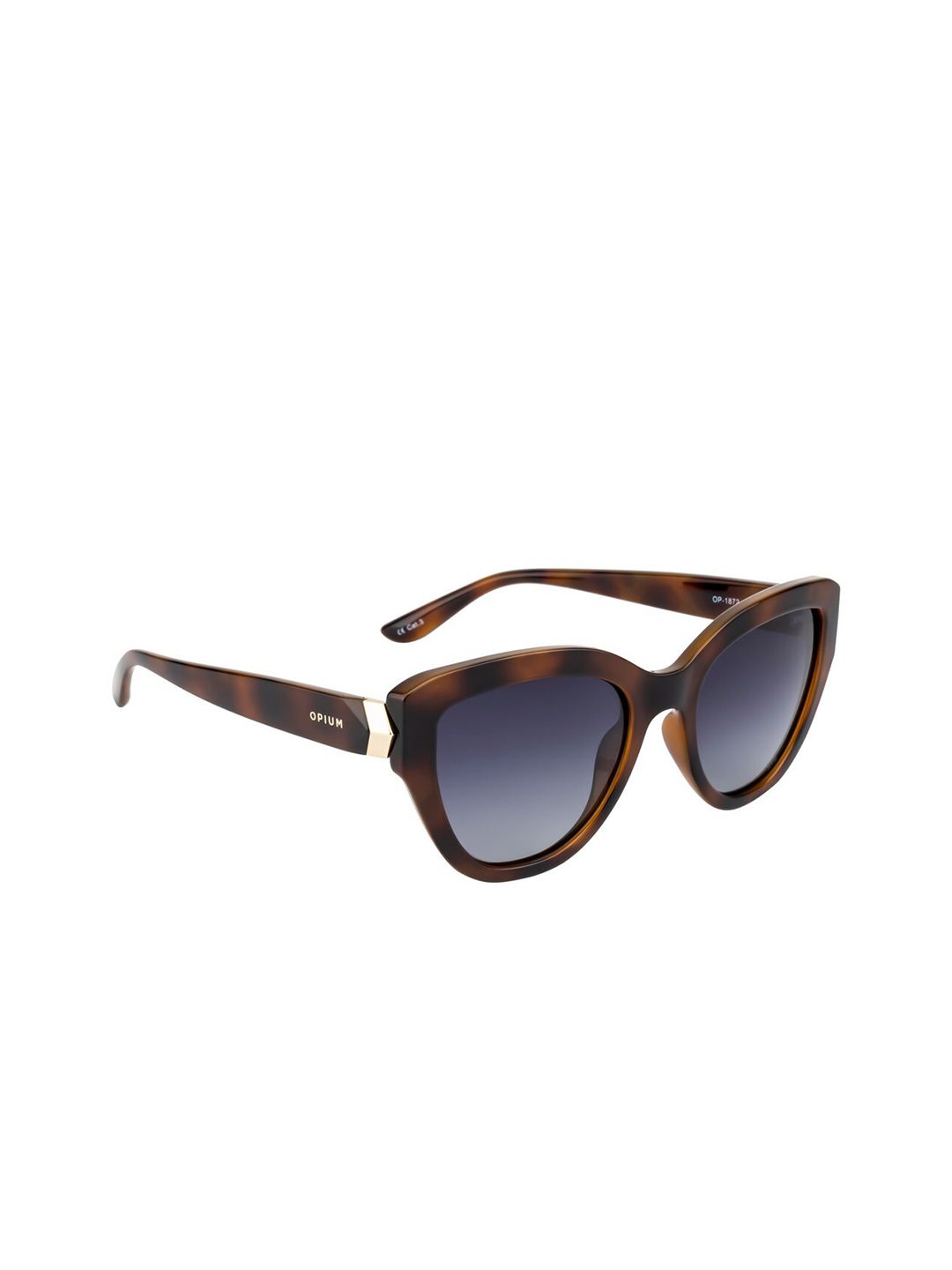 OPIUM Women Grey Lens & Brown Cateye Sunglasses with Polarised Lens Price in India