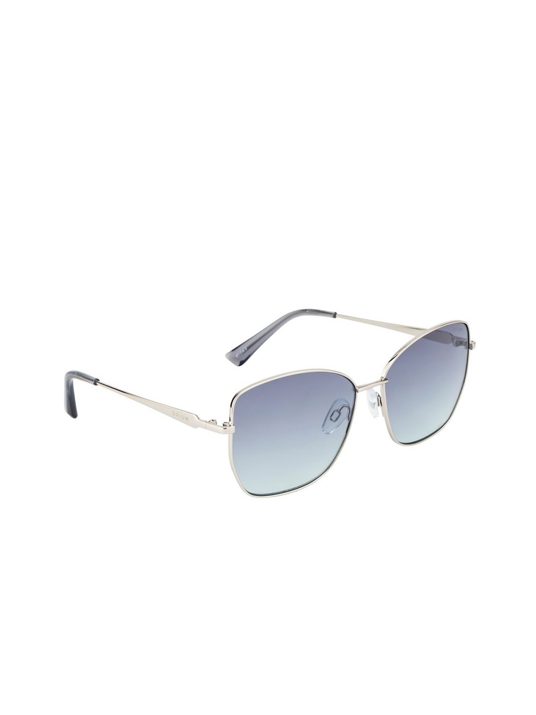 OPIUM Women Blue Lens & Silver-Toned Butterfly Sunglasses with UV Protected Lens Price in India