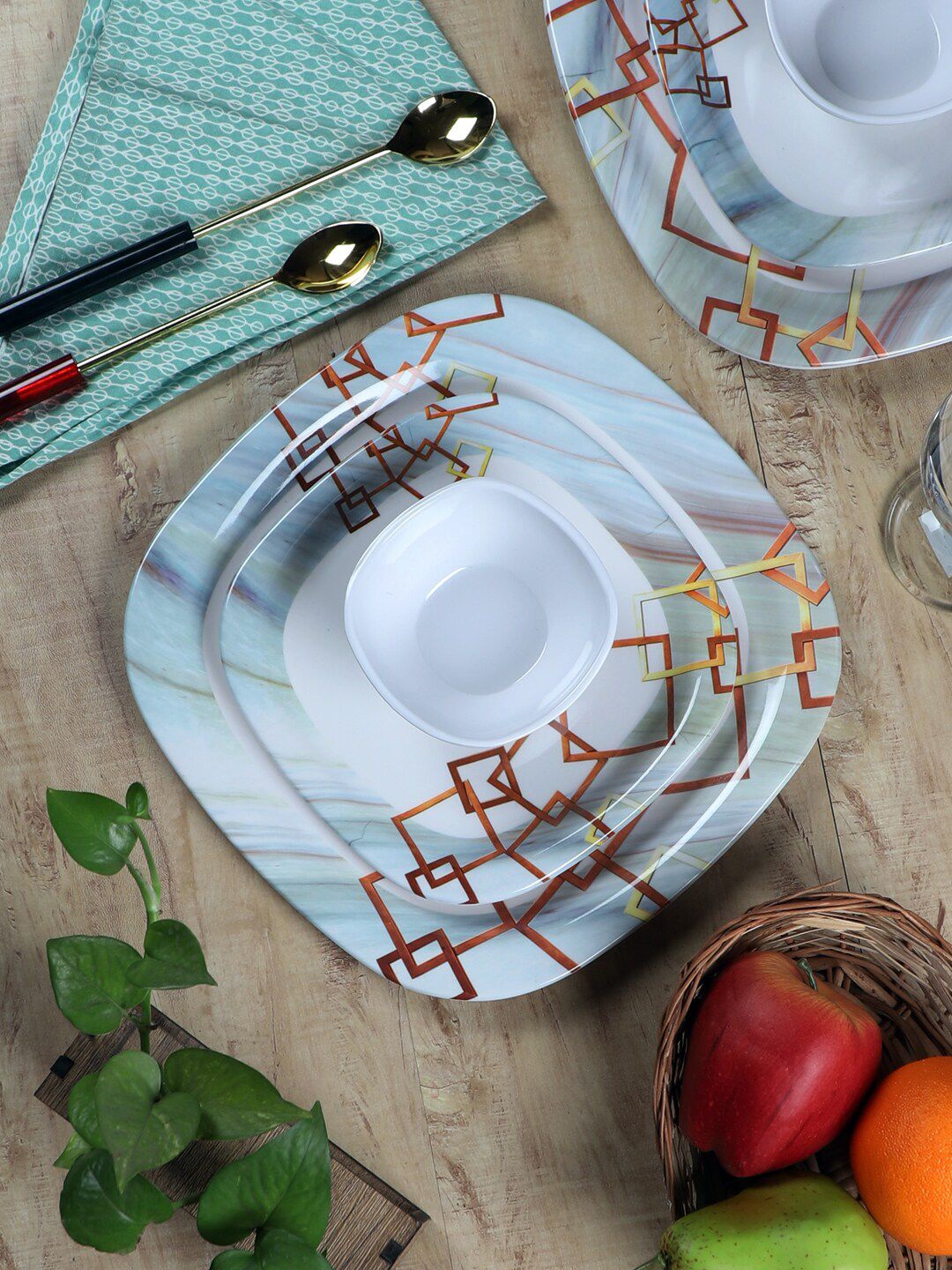 CDI White & Red Pieces Printed Melamine Glossy Plates Price in India