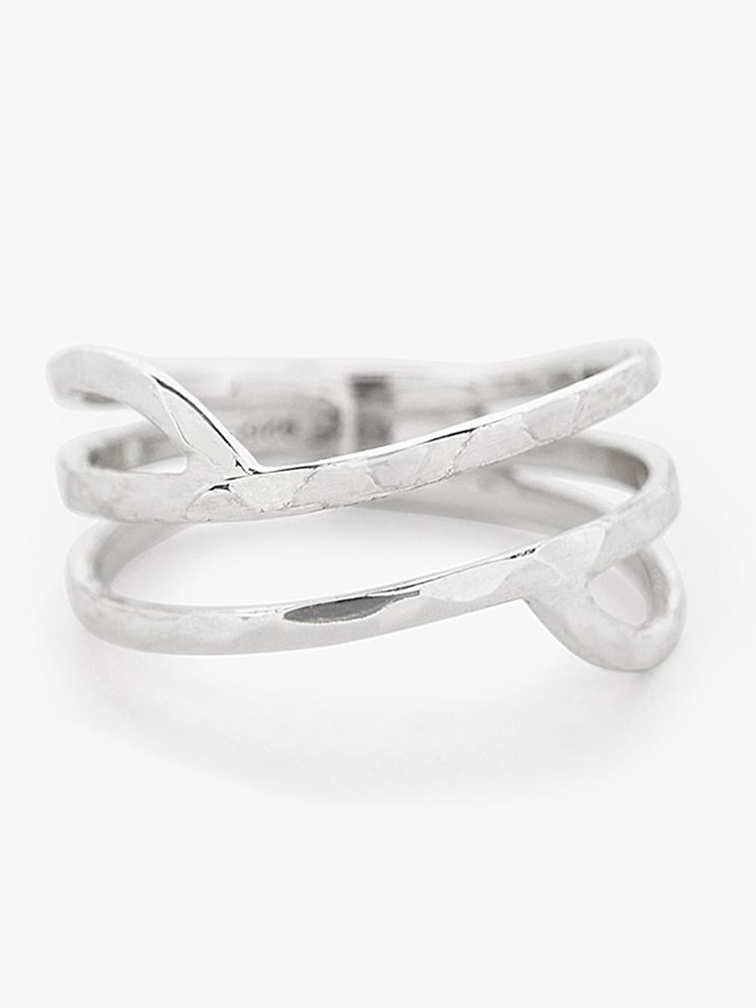 Mikoto by FableStreet Rhodium-Plated Silver-Toned Entwine Finger Ring Price in India