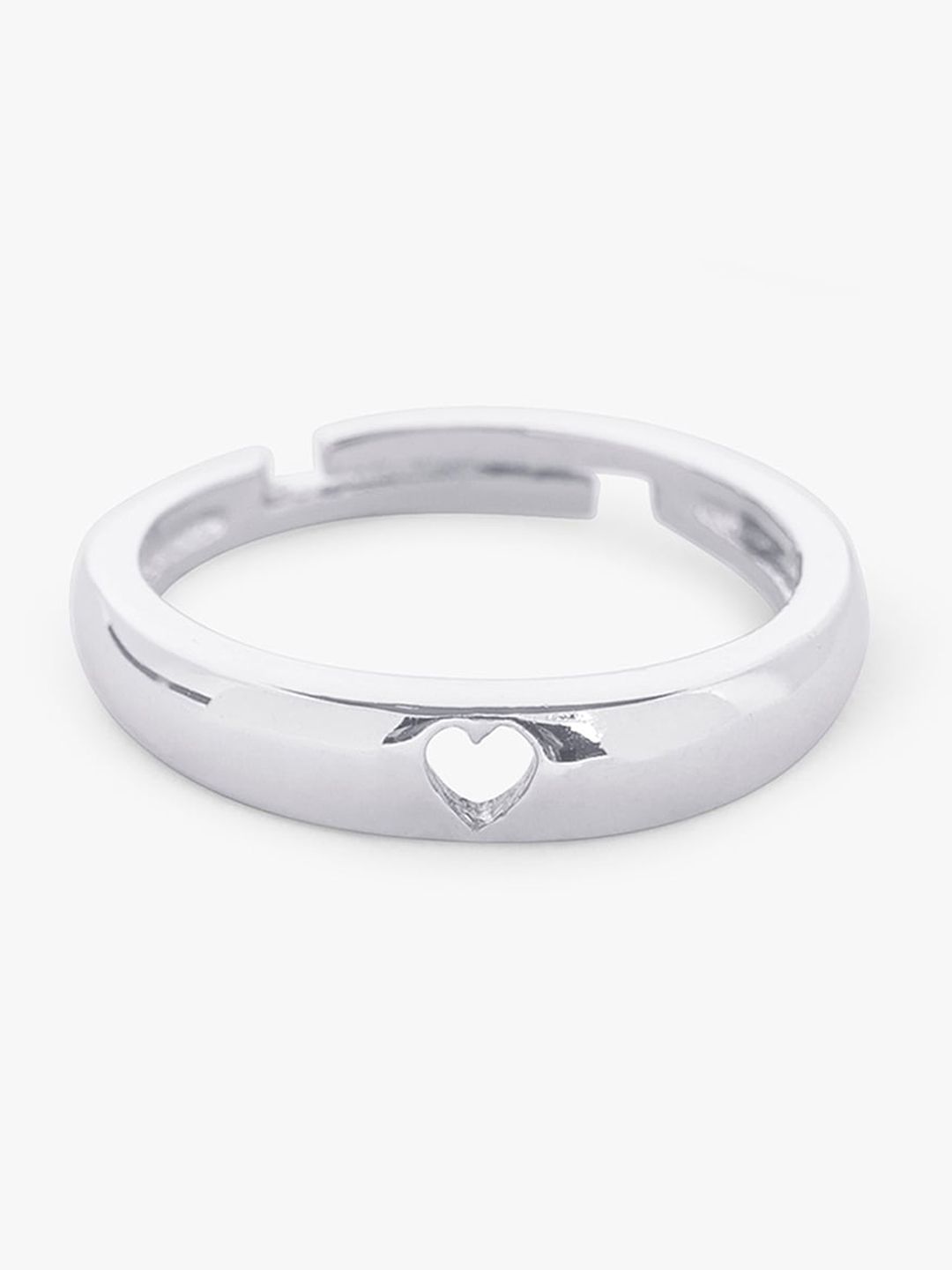 Mikoto by FableStreet Rhodium-Plated Silver-Toned Heart-Shaped Finger Ring Price in India