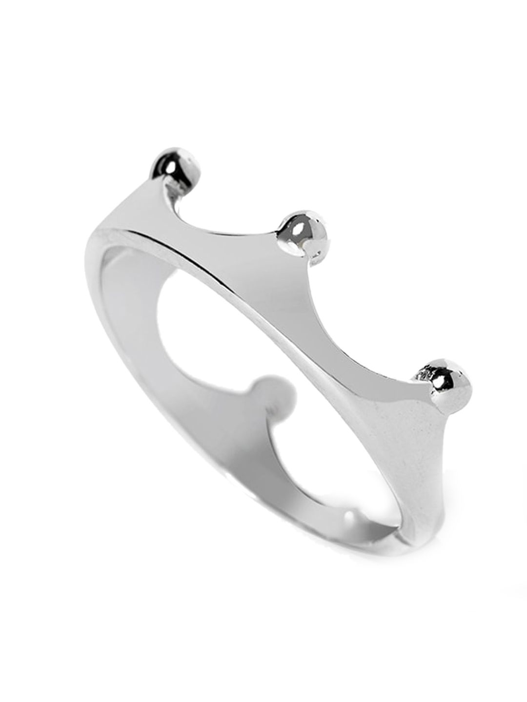 Mikoto by FableStreet Women Rhodium-Plated Silver-Toned Crown ShapedFinger Ring Price in India