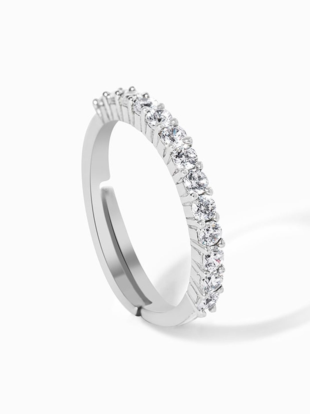 Mikoto by FableStreetWomen Rhodium-Plated & White CZ-Studded Finger Ring Price in India