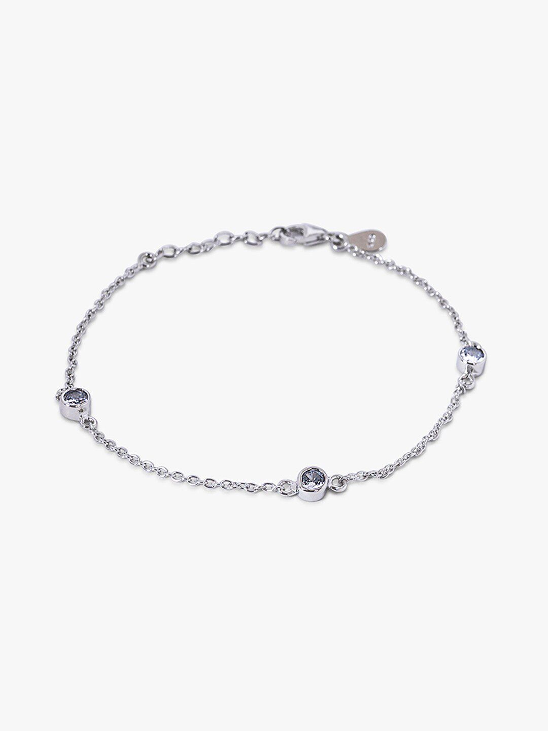 Mikoto by FableStreet Women Sterling Silver Cubic Zirconia Rhodium-Plated Bracelet Price in India