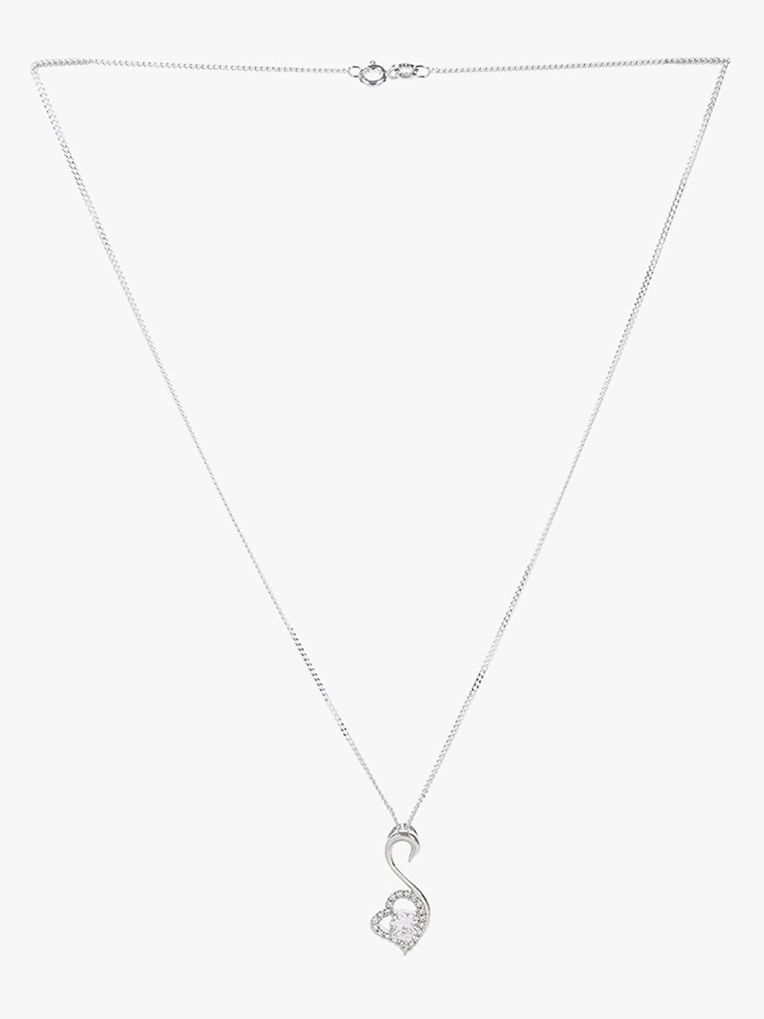 Mikoto by FableStreet Silver-Toned & White Sterling Silver Chain with Swan heart Pendent Price in India