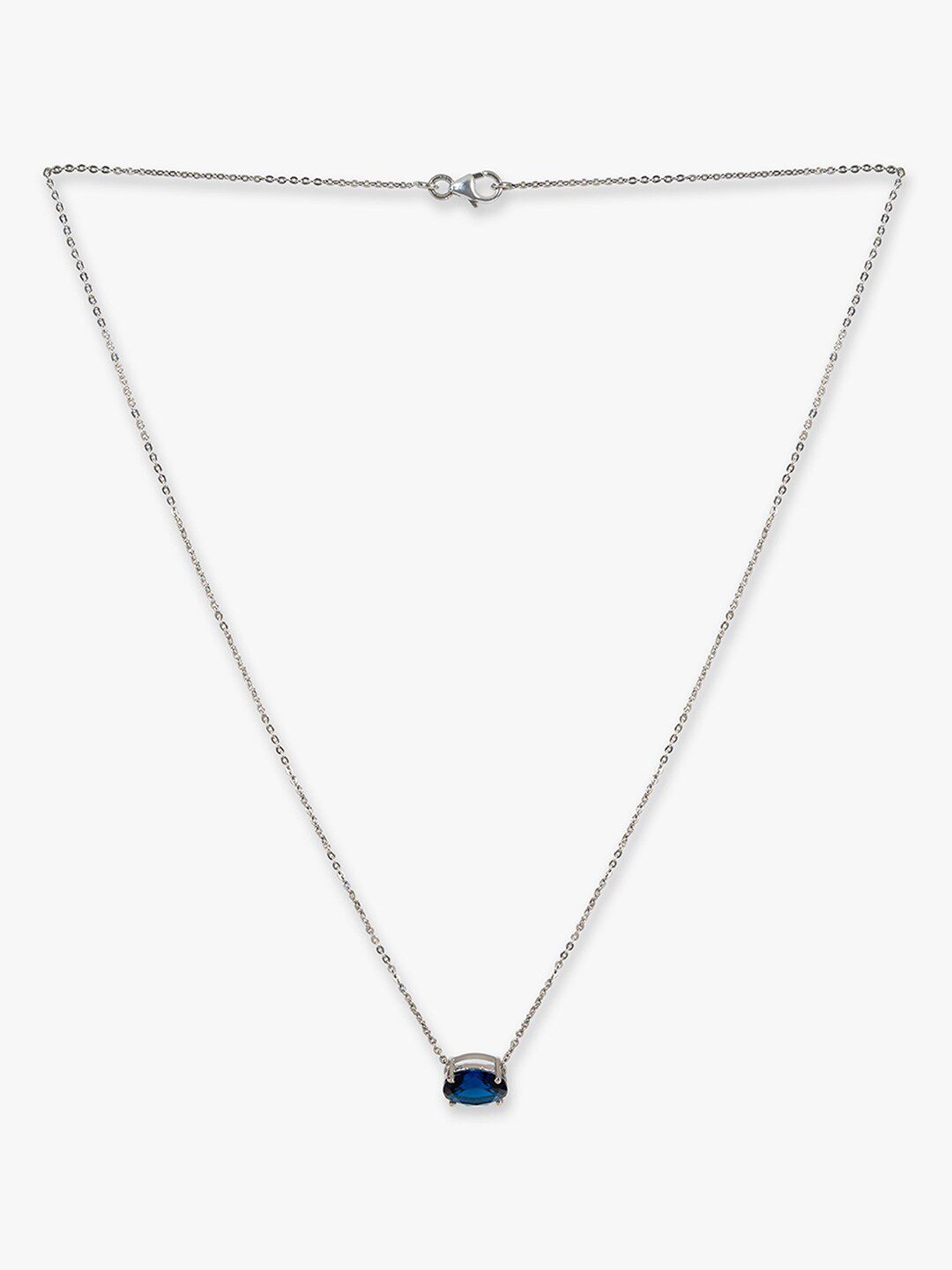 Mikoto by FableStreet Silver-Toned & Blue Sterling Silver Rhodium-Plated Handcrafted Necklace Price in India