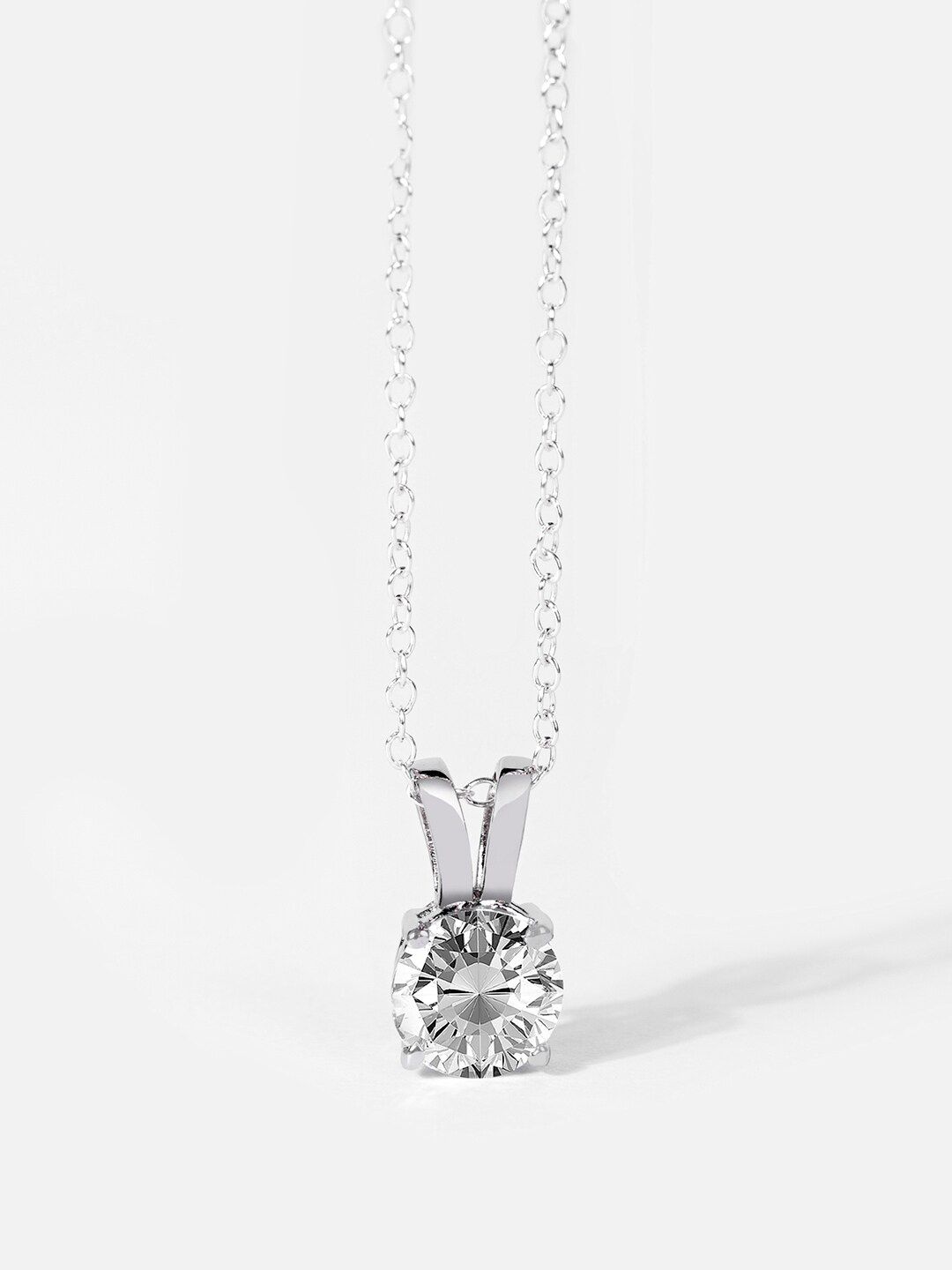 Mikoto by FableStreet Sterling Silver Cubic Zirconia Studded Rhodium-Plated Necklace Price in India