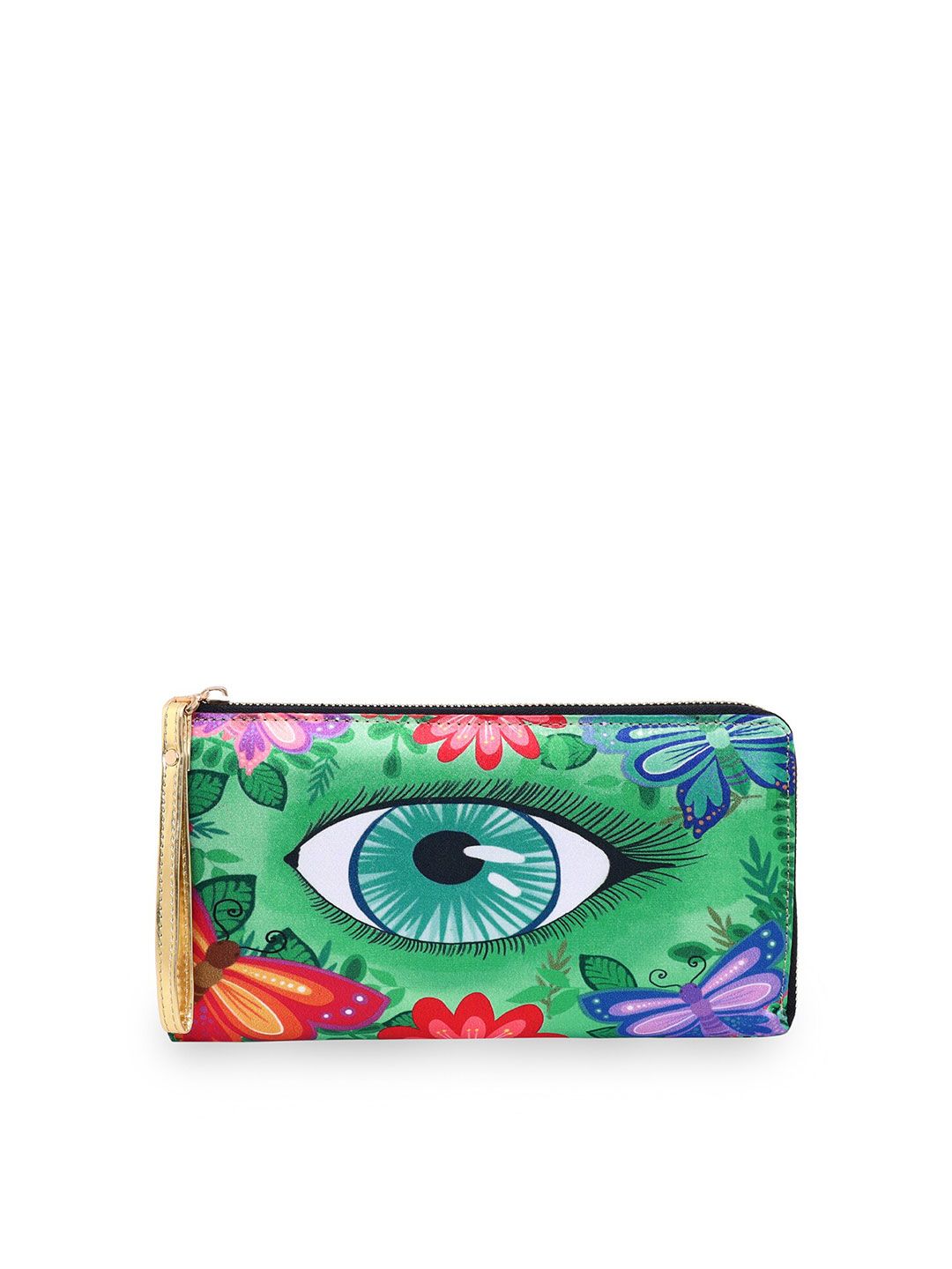 Sabhyata Women Green & Red Ethnic Motifs Printed Zip Around Wallet Price in India