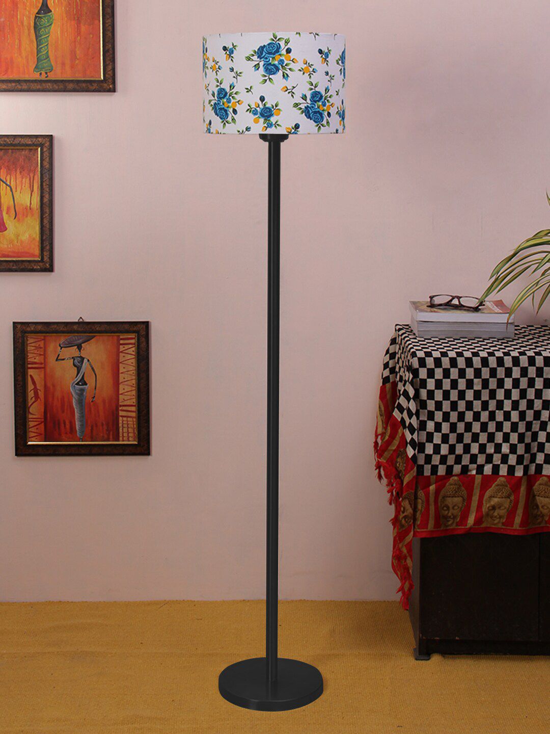 Devansh Multicoloured Printed Designer Iron Floor Lamp Price in India