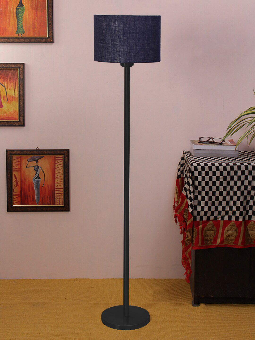Devansh Blue Iron Floor Lamp With Cotton Shade Price in India