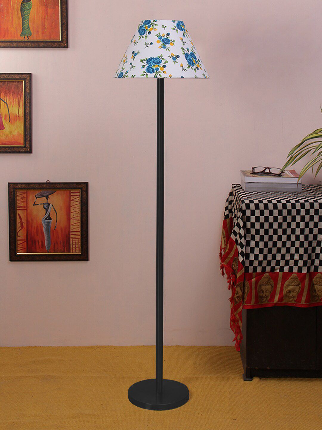 Devansh Multicoloured Traditional Floor Lamp with Shade Price in India
