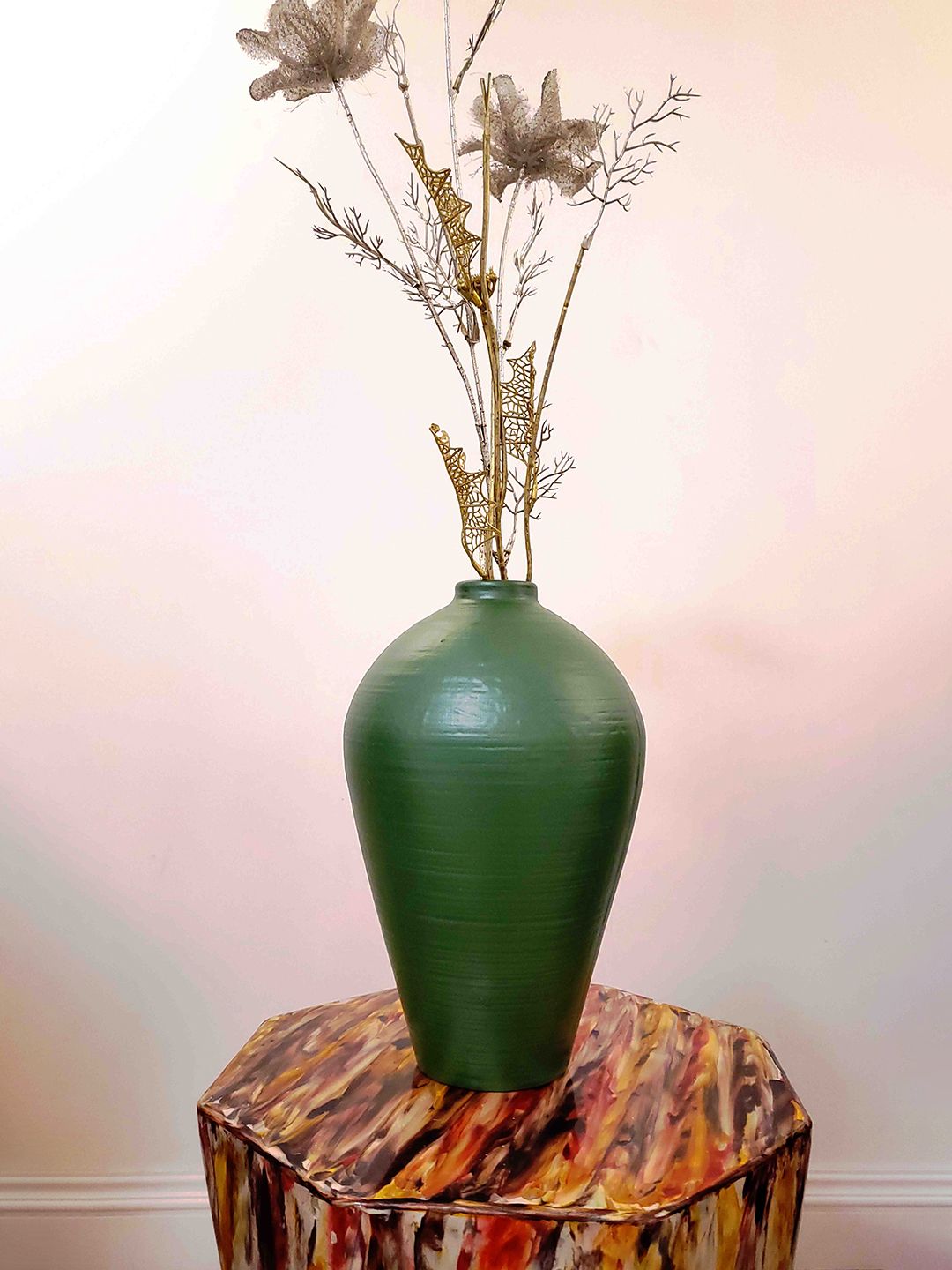 Folkstorys Green Solid Ceramic Vases Price in India
