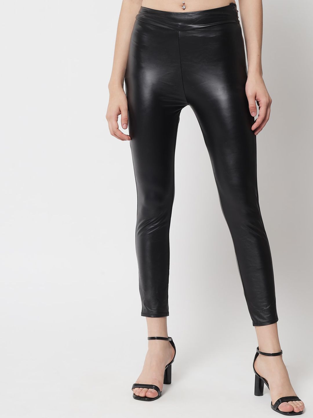 Kotty Women Black Relaxed Skinny Fit Trousers Price in India