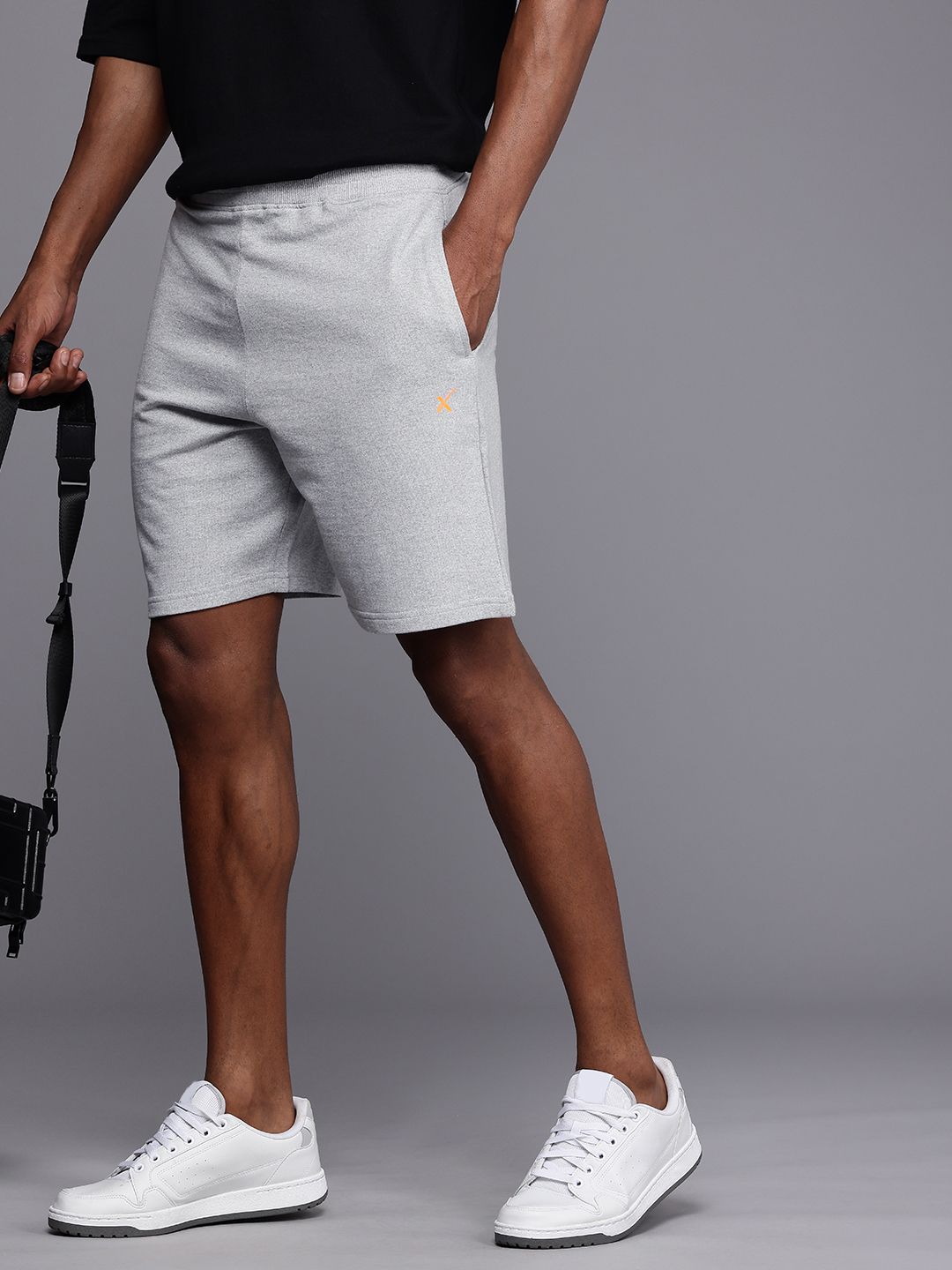 HRX by Hrithik Roshan Men Grey Melange Solid Shorts