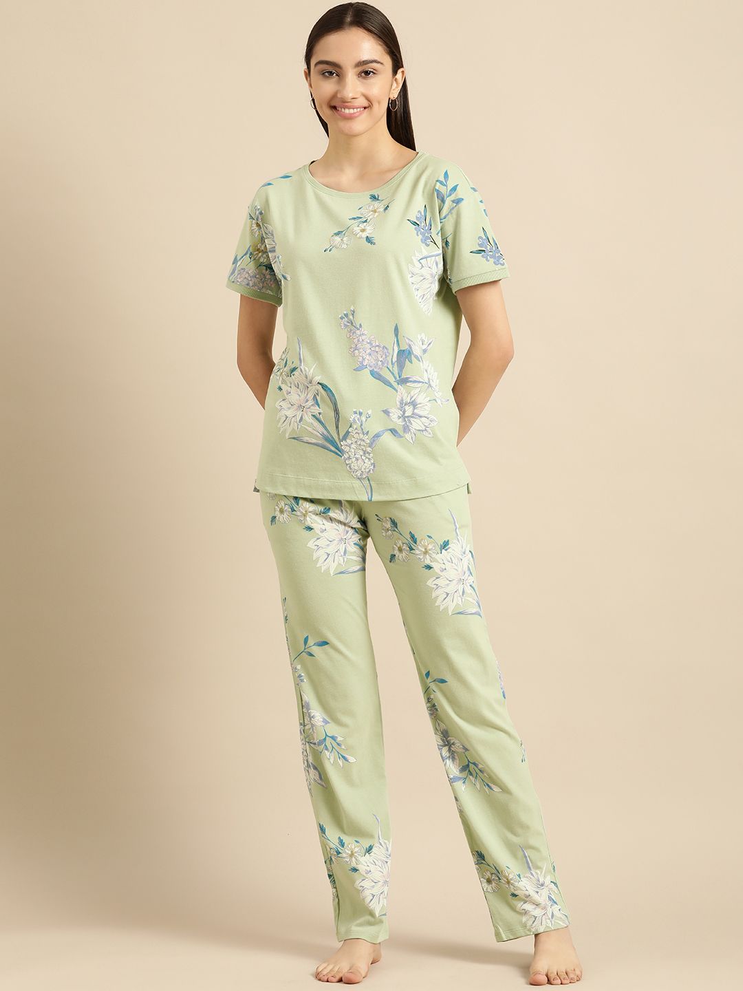 Triumph Women Green Printed Night suit Price in India