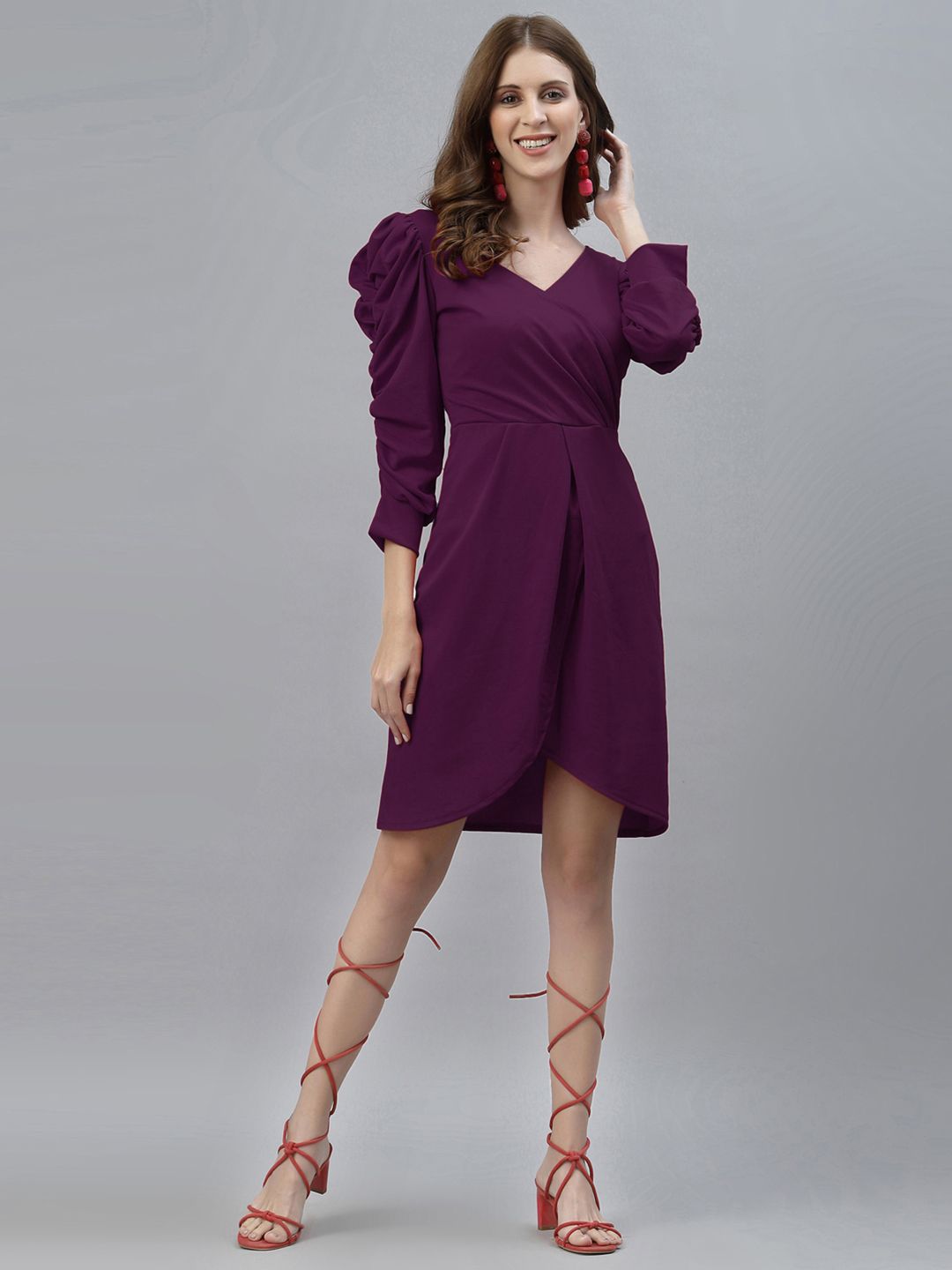 Selvia Purple Layered Scuba Dress Price in India