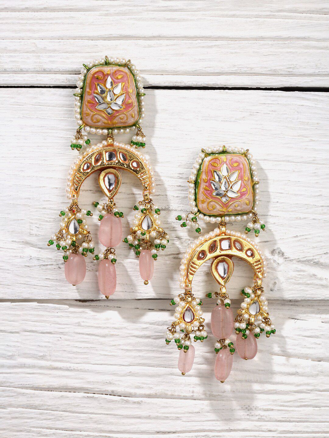 DUGRISTYLE Pink Classic Jhumkas Earrings Price in India