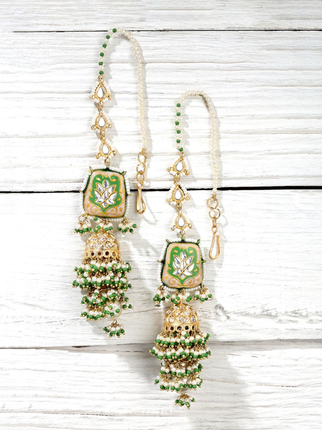 DUGRISTYLE Green Classic Jhumkas Earrings Price in India