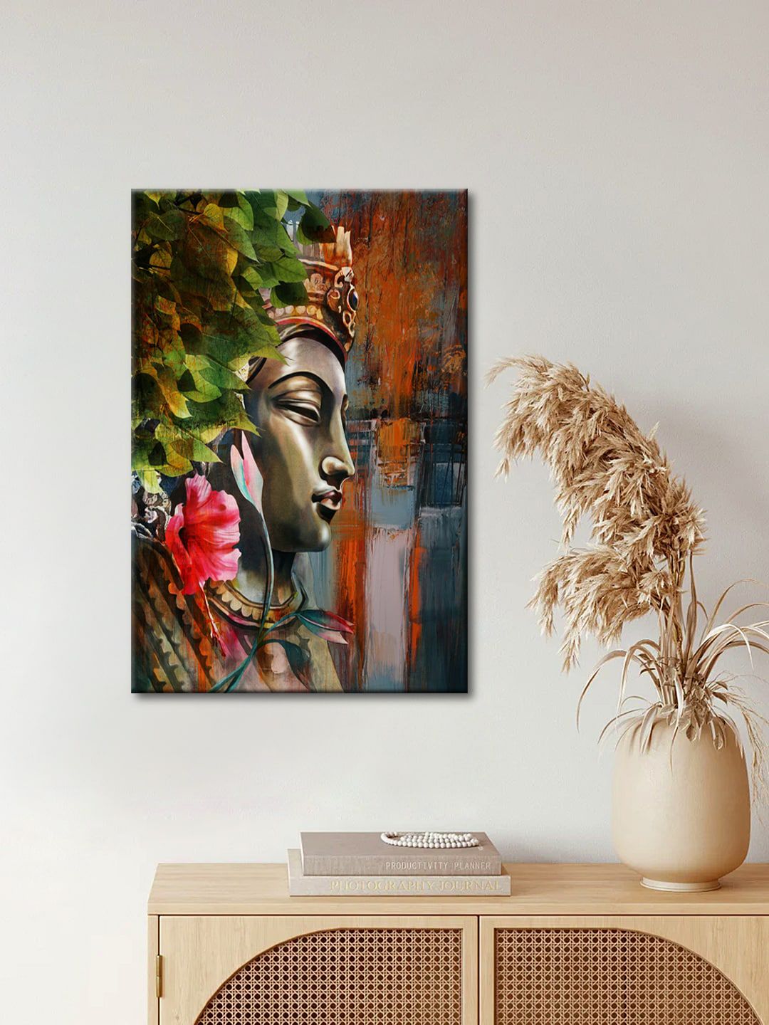 999Store Brown Lord Buddha Face Canvas Wall Art Price in India