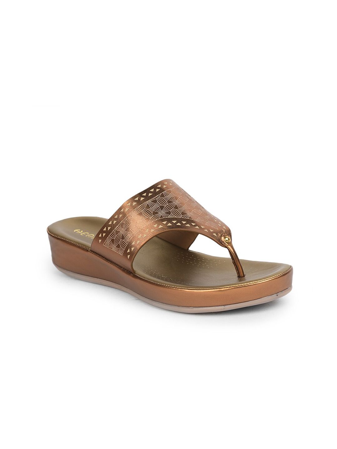 Liberty Women Copper-Toned & Copper-Toned Thong Flip-Flops Price in India