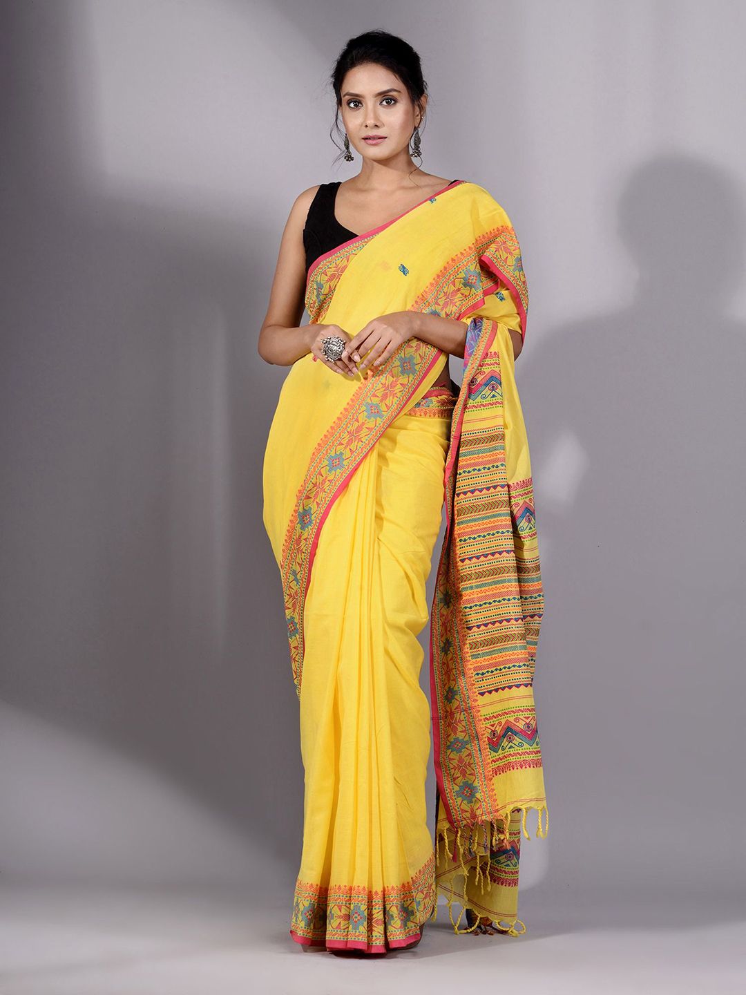 Charukriti Women Yellow Sarees Price in India