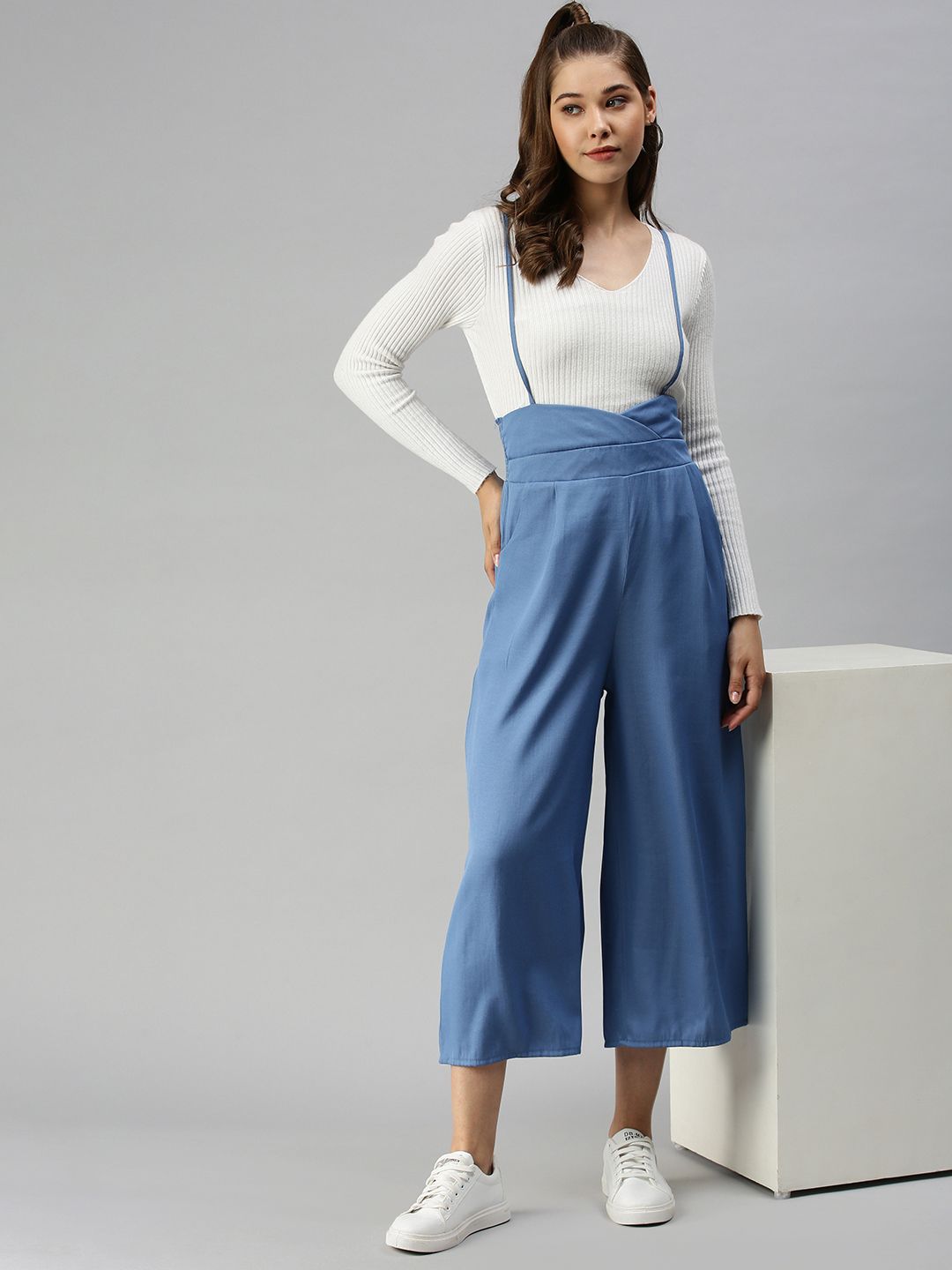 SHOWOFF Blue Strapless Capri Jumpsuit Price in India