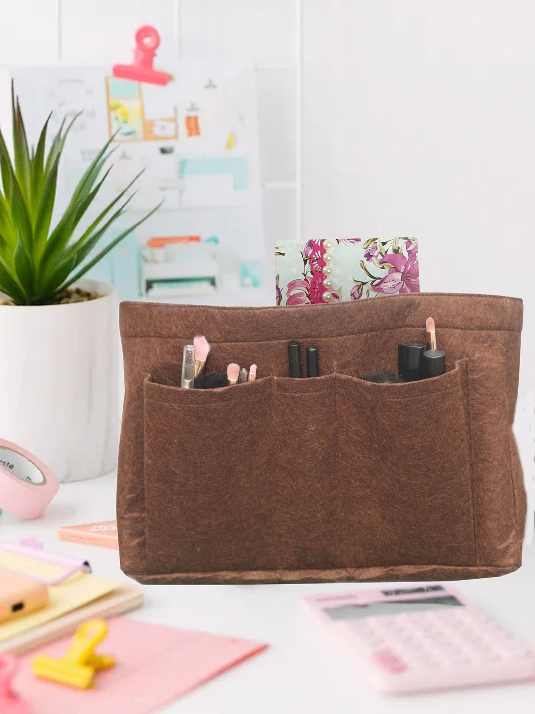 My Gift Booth  Brown Solid Felt Underpurse Organisers Price in India