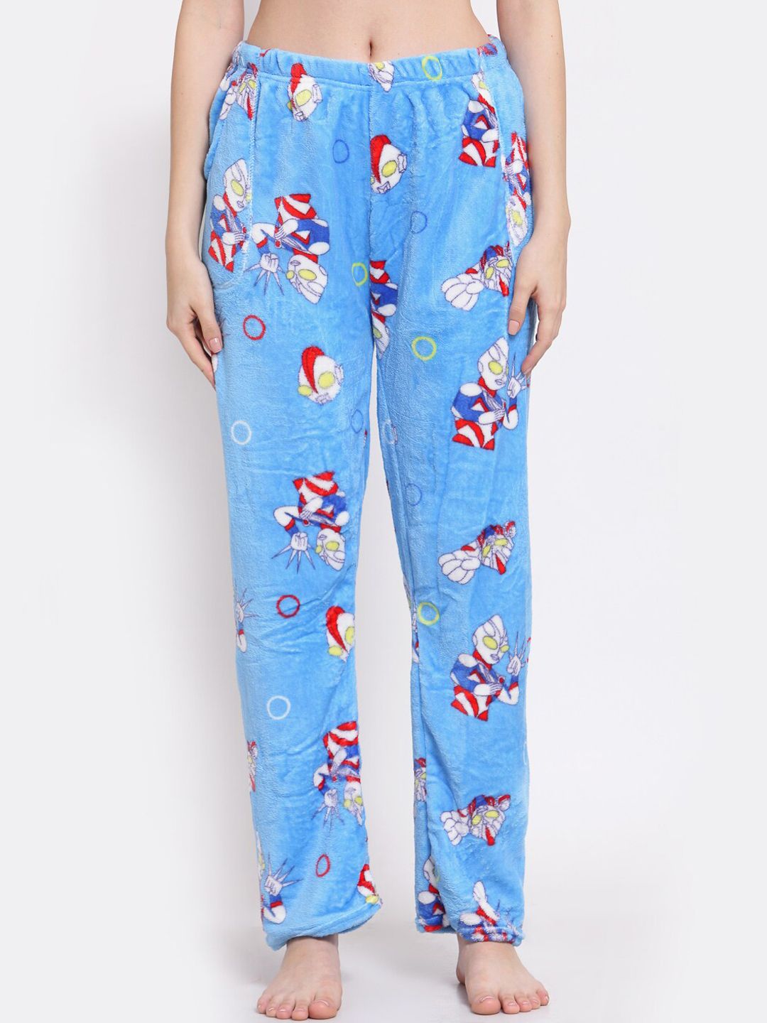 KLOTTHE Women Blue & Red Printed Lounge Pants Price in India