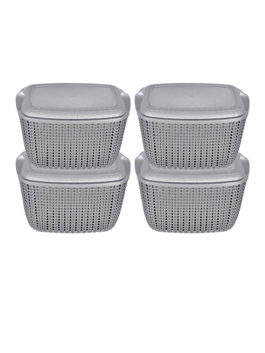 Kuber Industries Set Of 4 Multipurposes Plastic Basket With Lids Price in India