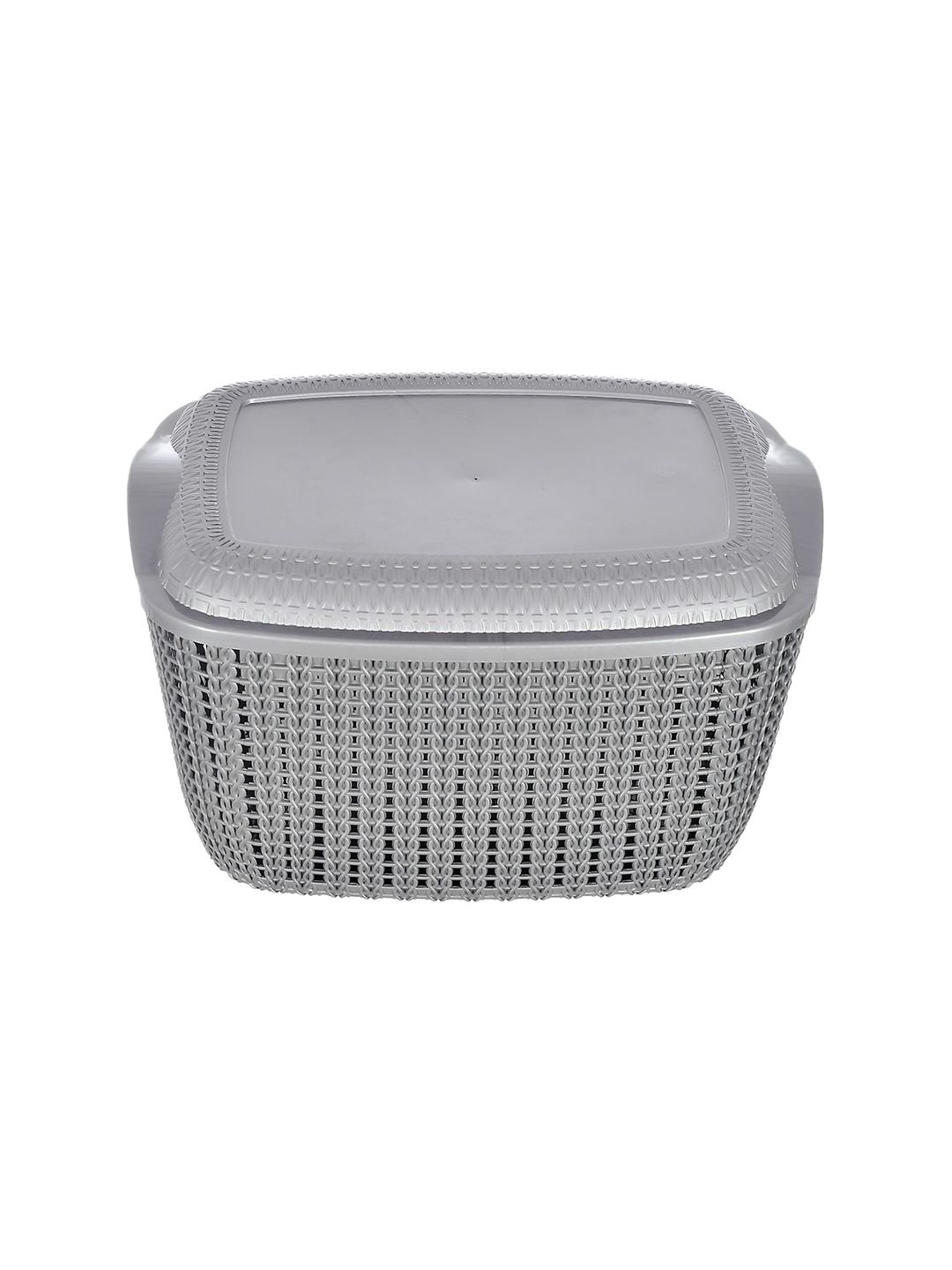 Kuber Industries Grey Textured Multipurpose Plastic Basket With Lids Price in India