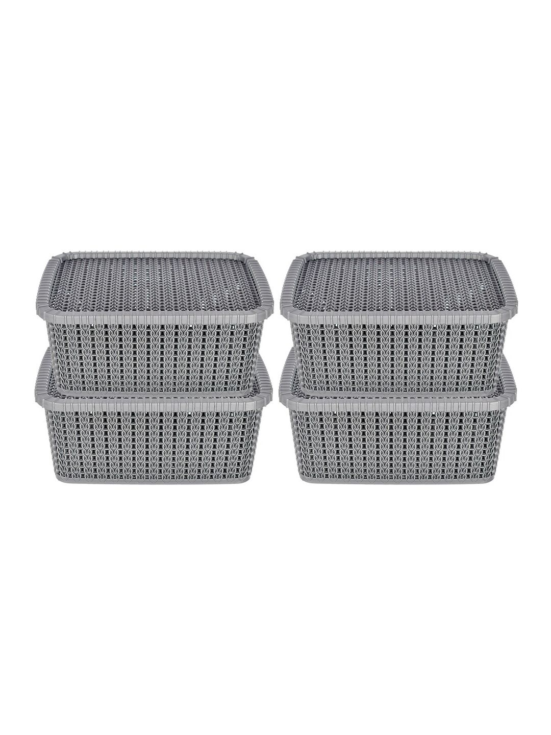 Kuber Industries Set of 4 Grey Textured Kitchen Storage Basket Price in India