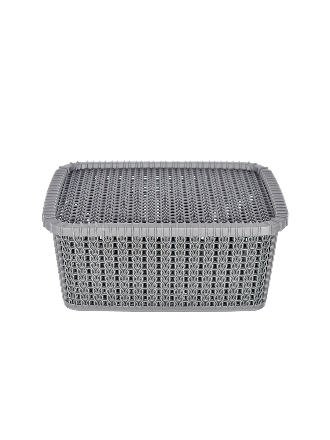 Kuber Industries Grey Textured Multipurpose Basket With Lids Price in India