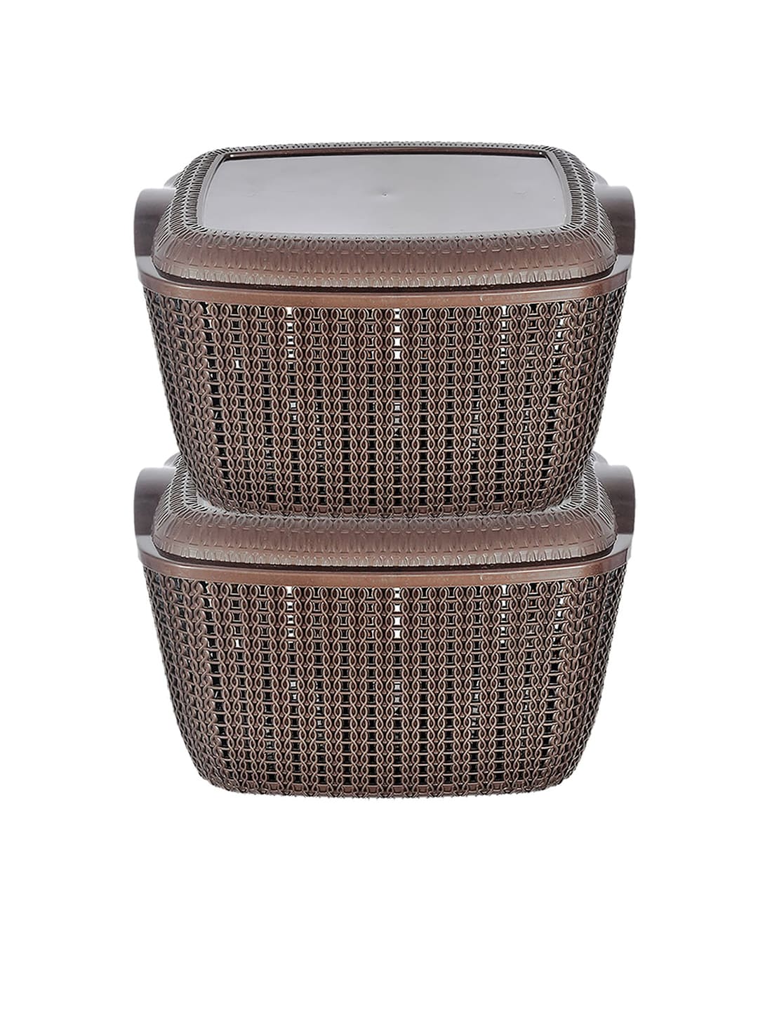 Kuber Industries Set Of 2 Multipurposes Plastic Basket With Lids Price in India