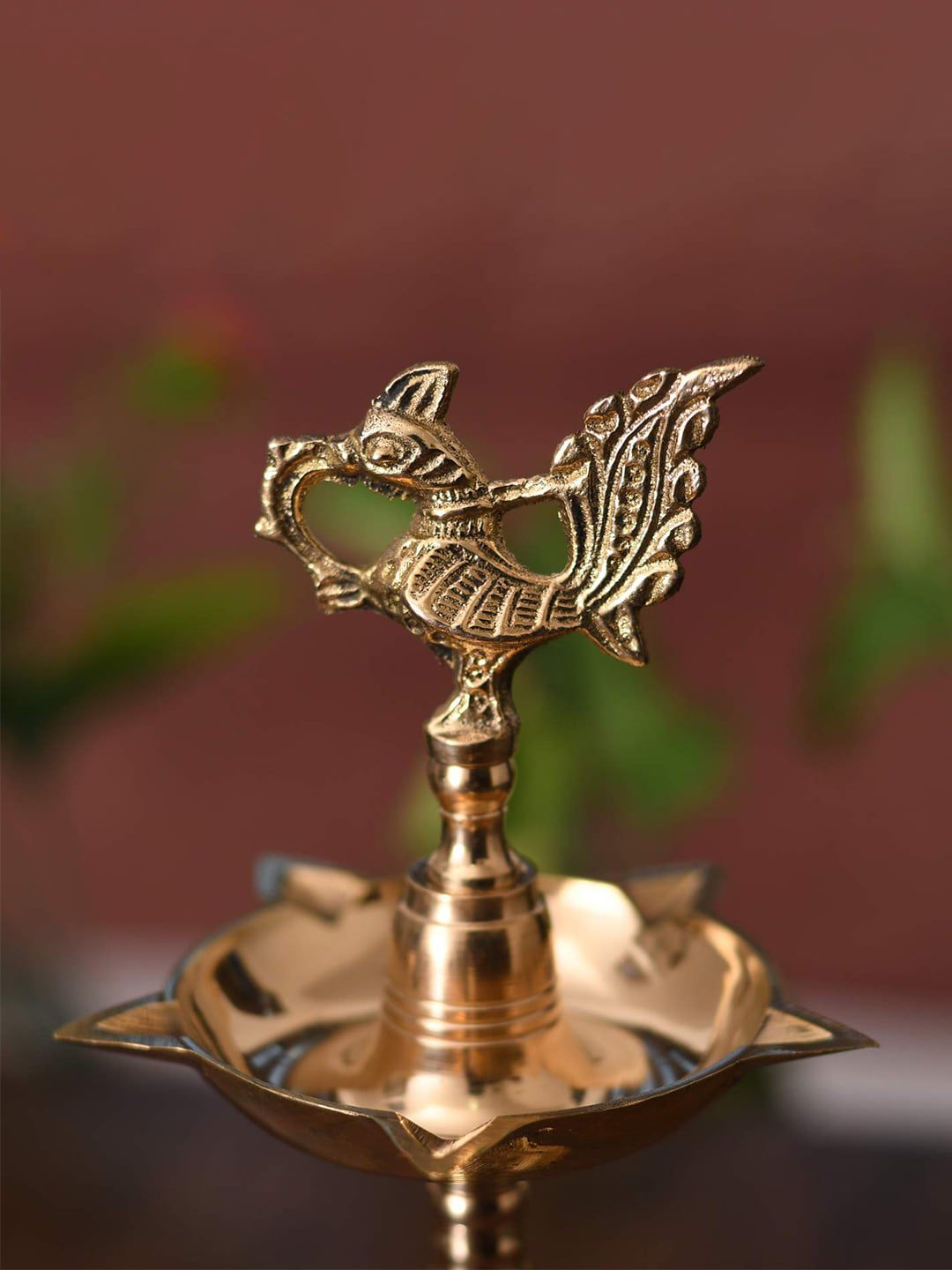 Craftvatika Gold-Toned Brass Peacock Mahabharat Diya Price in India
