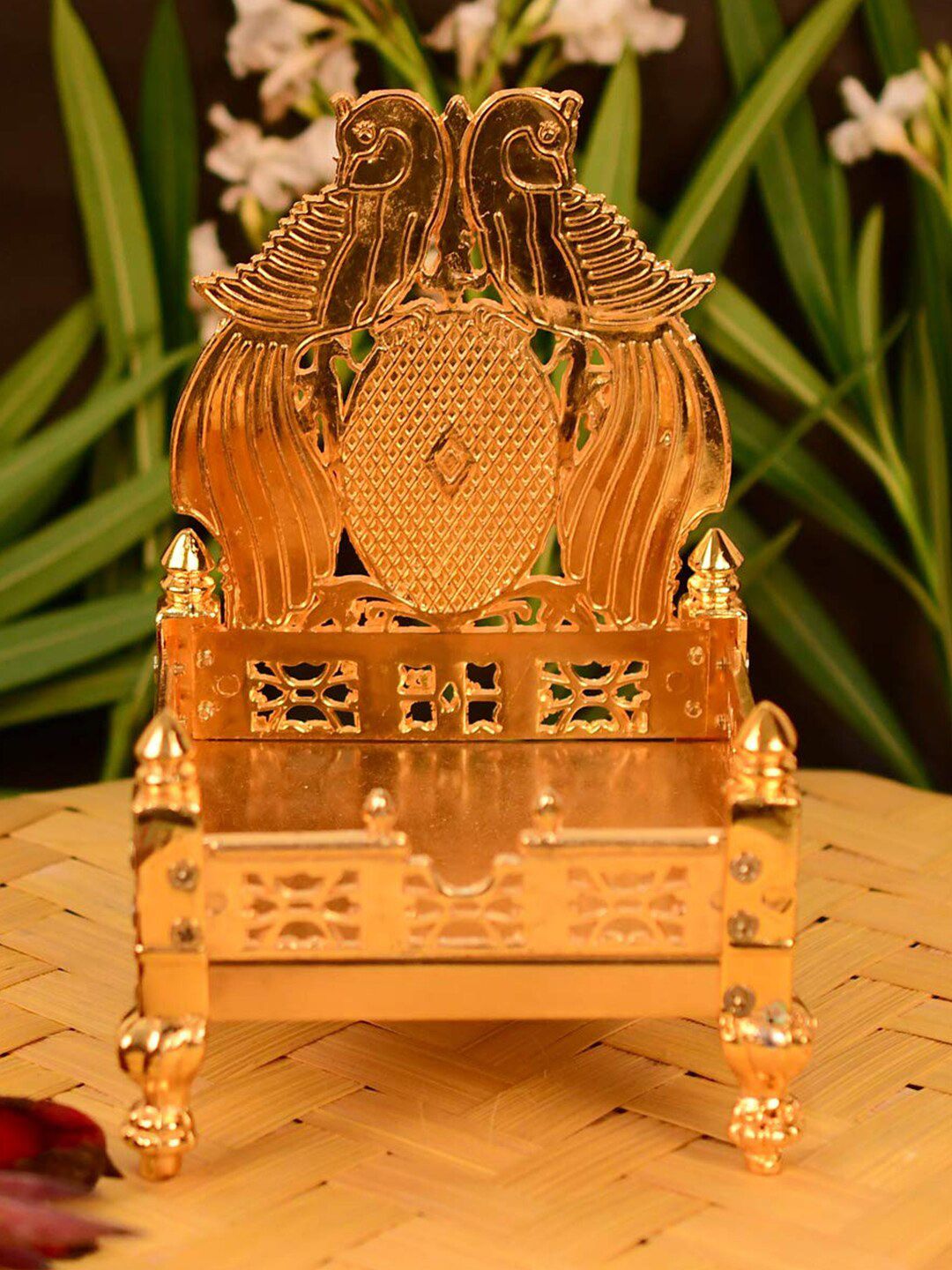Craftvatika Gold-Toned Singhasan Chowkie Price in India