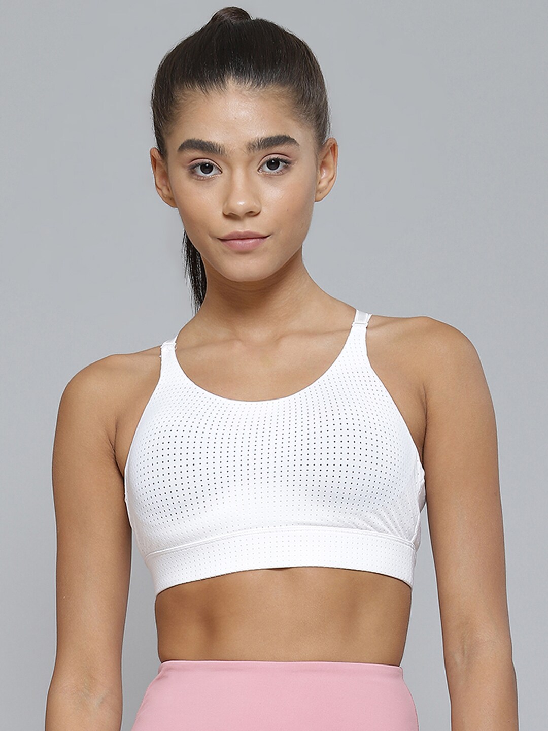 Fitkin White Lightly Padded Rapid Dry Sports Bra Price in India
