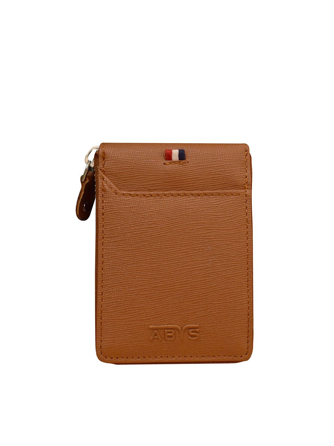 ABYS Unisex Tan & Gunmetal-Toned Textured Leather Card Holder Price in India
