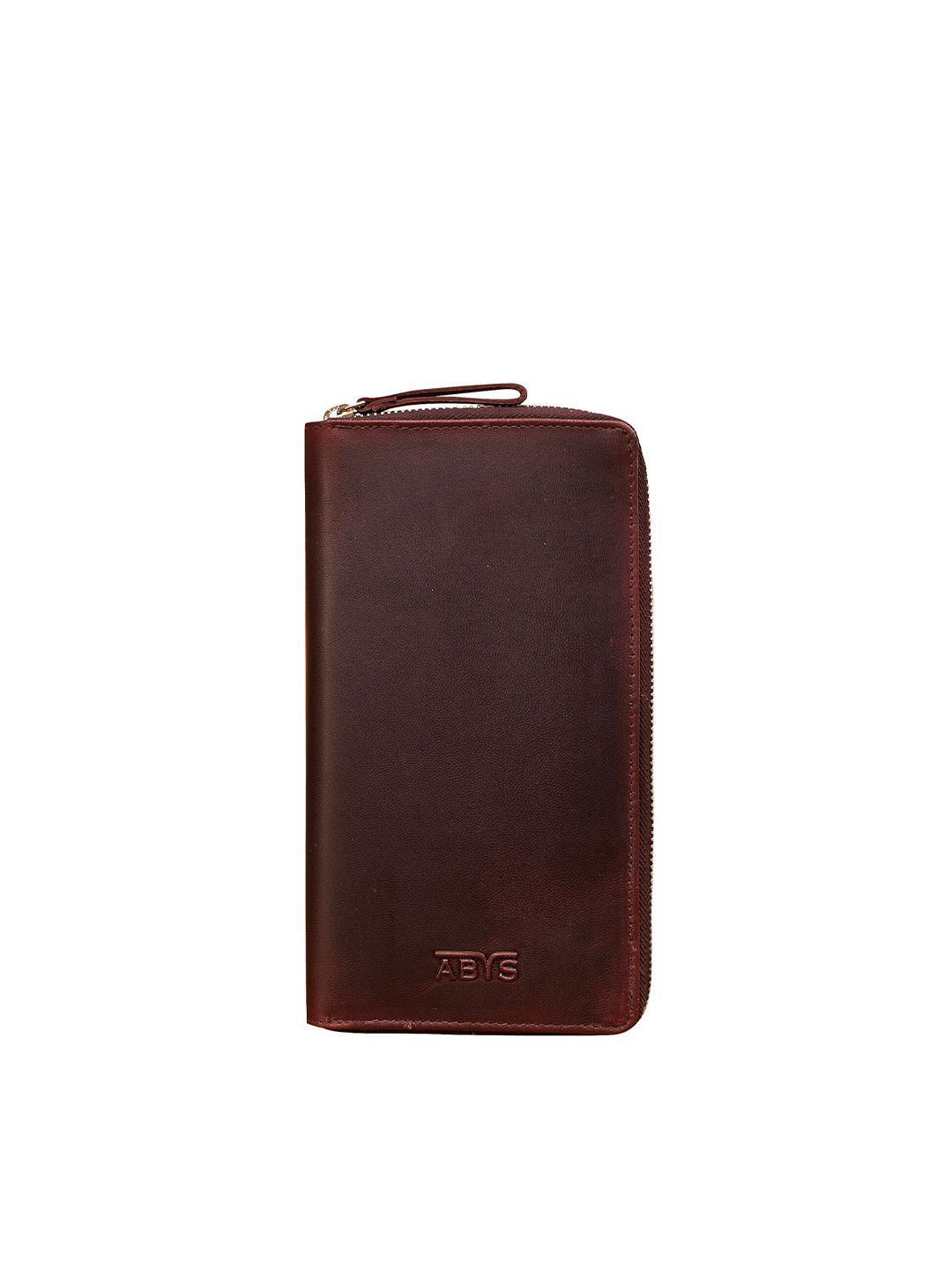 ABYS Unisex Brown Textured Leather Passport Holder Price in India