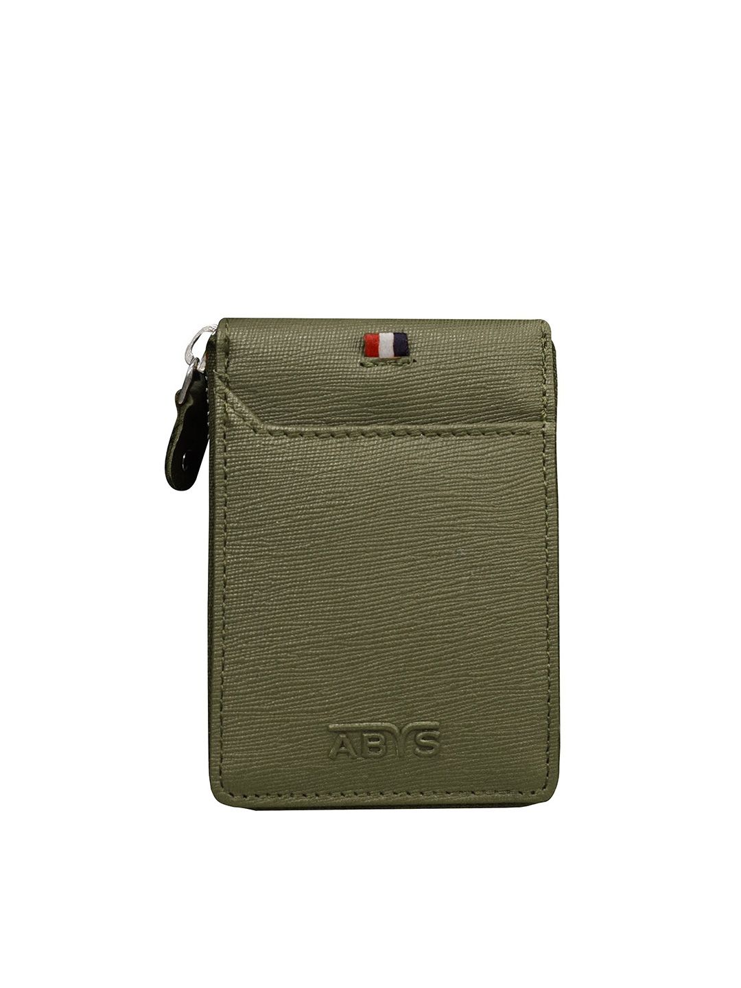 ABYS Unisex Olive Green Textured Leather Card Holder Price in India