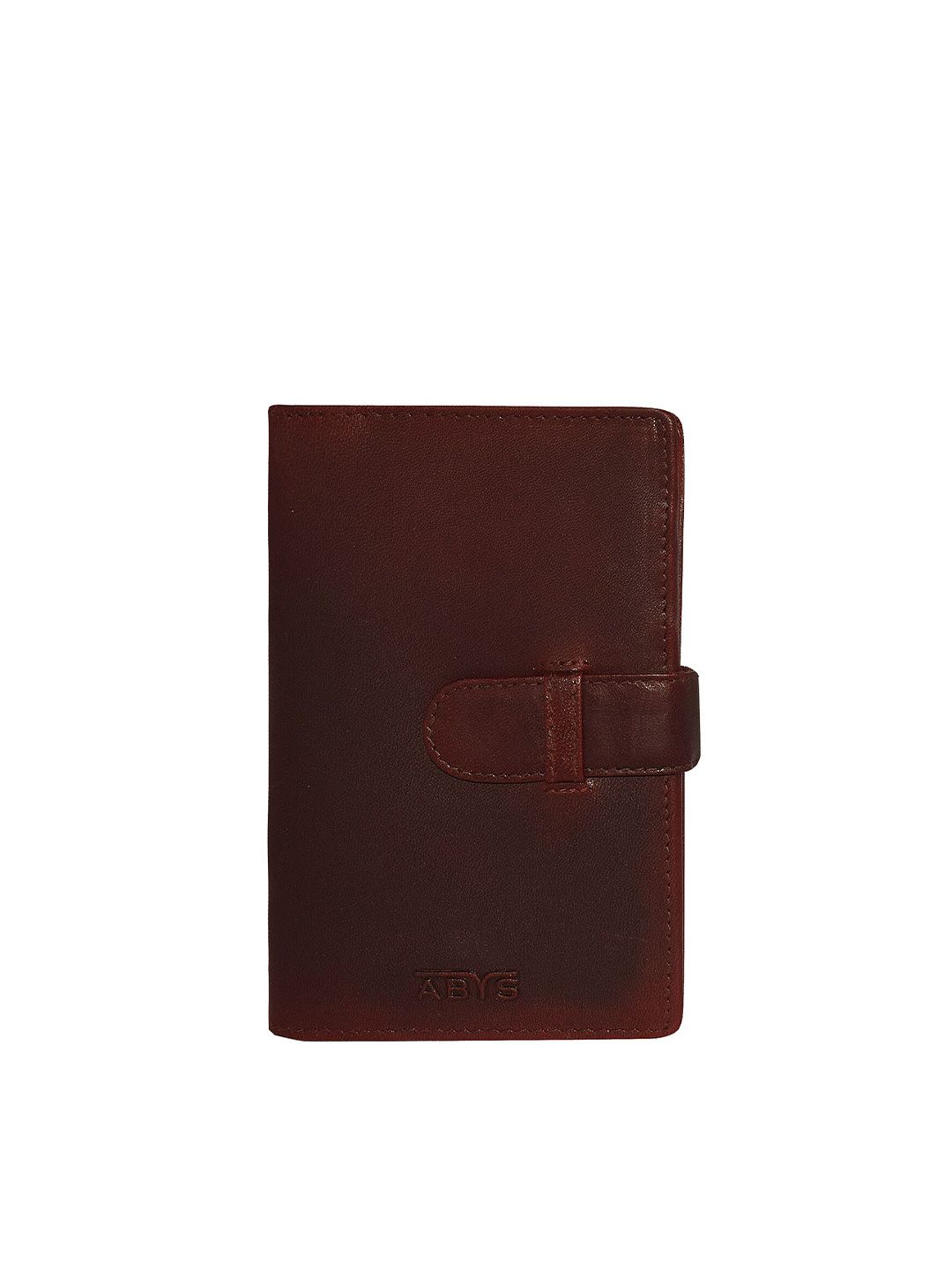 ABYS Unisex Brown Textured Leather Passport Holder Price in India