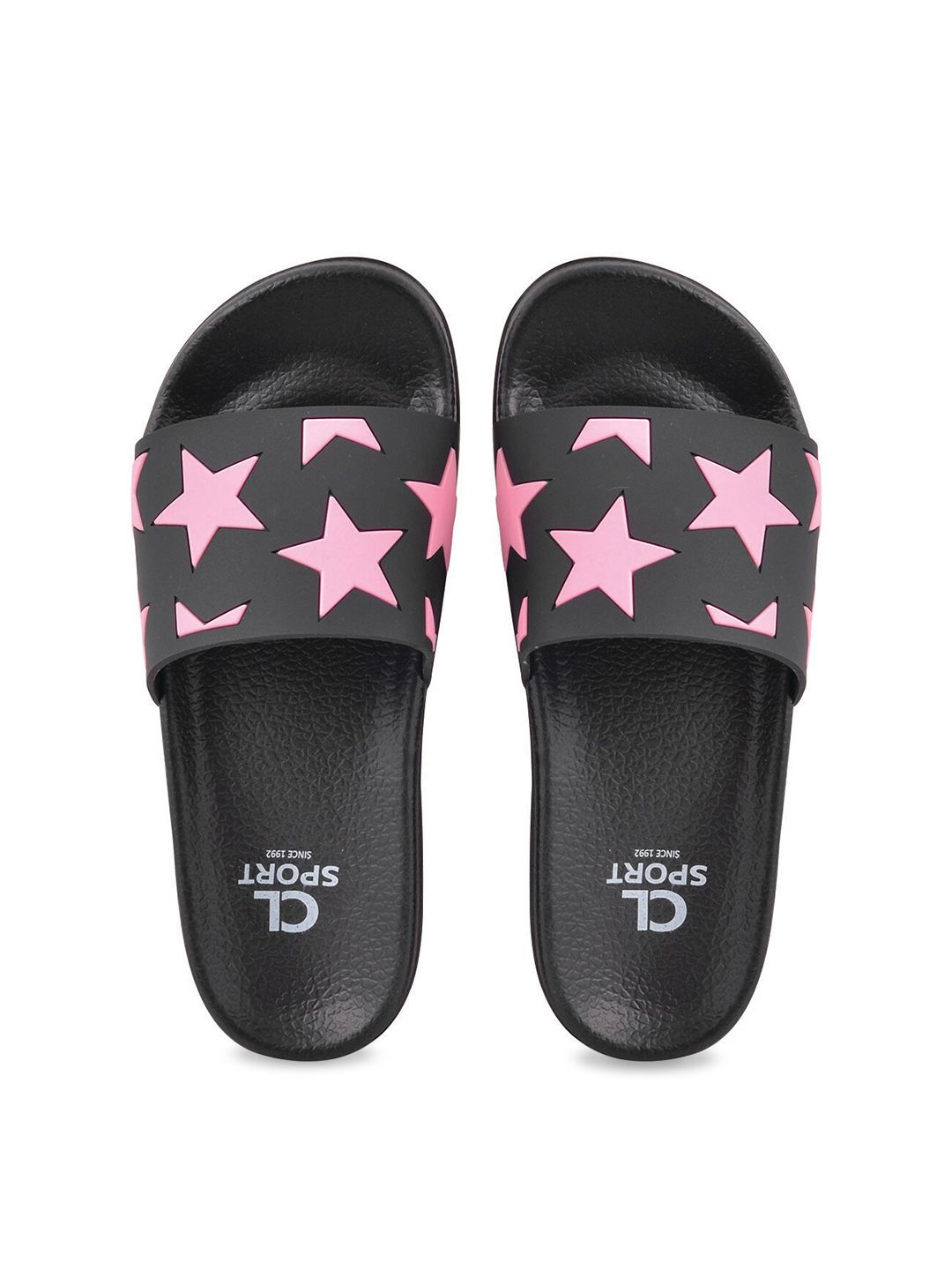 Carlton London sports Women Black & Pink Sliders Price in India