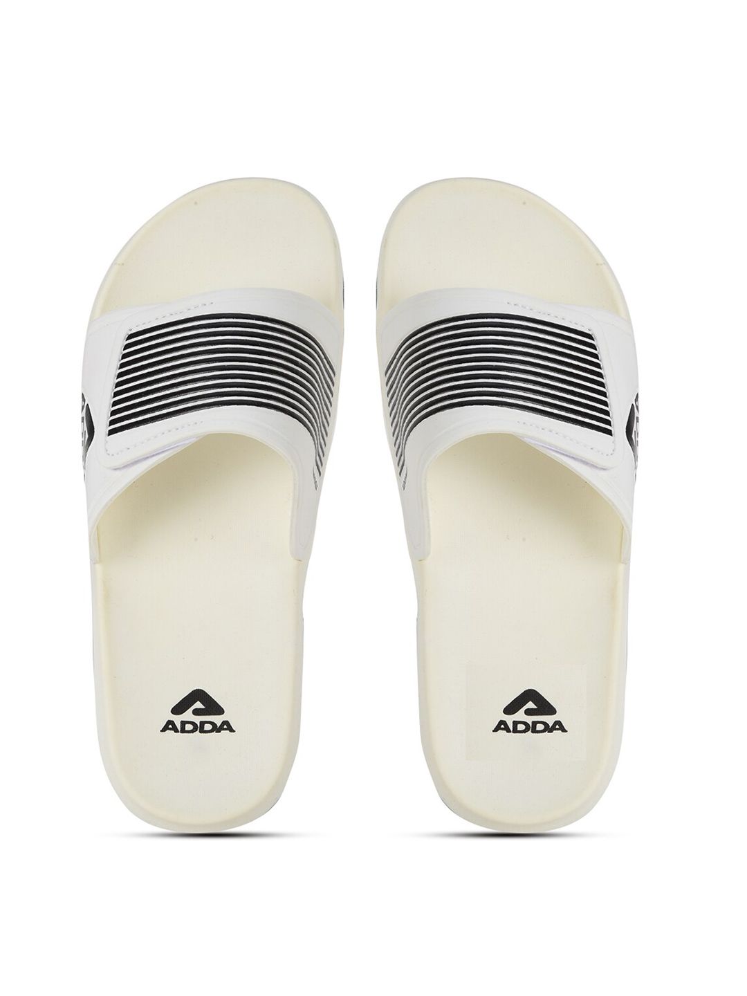 Adda Men White & Blue Striped Rubber Sliders